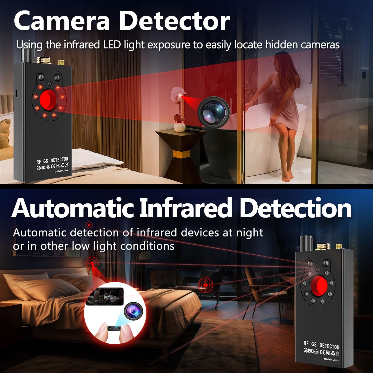 Jdmhkk Hidden Camera Detector Bug Detector,Rf Signals Detetor, Spy Camera Finder For Travelers, Hotel   Personal Privacy Protect