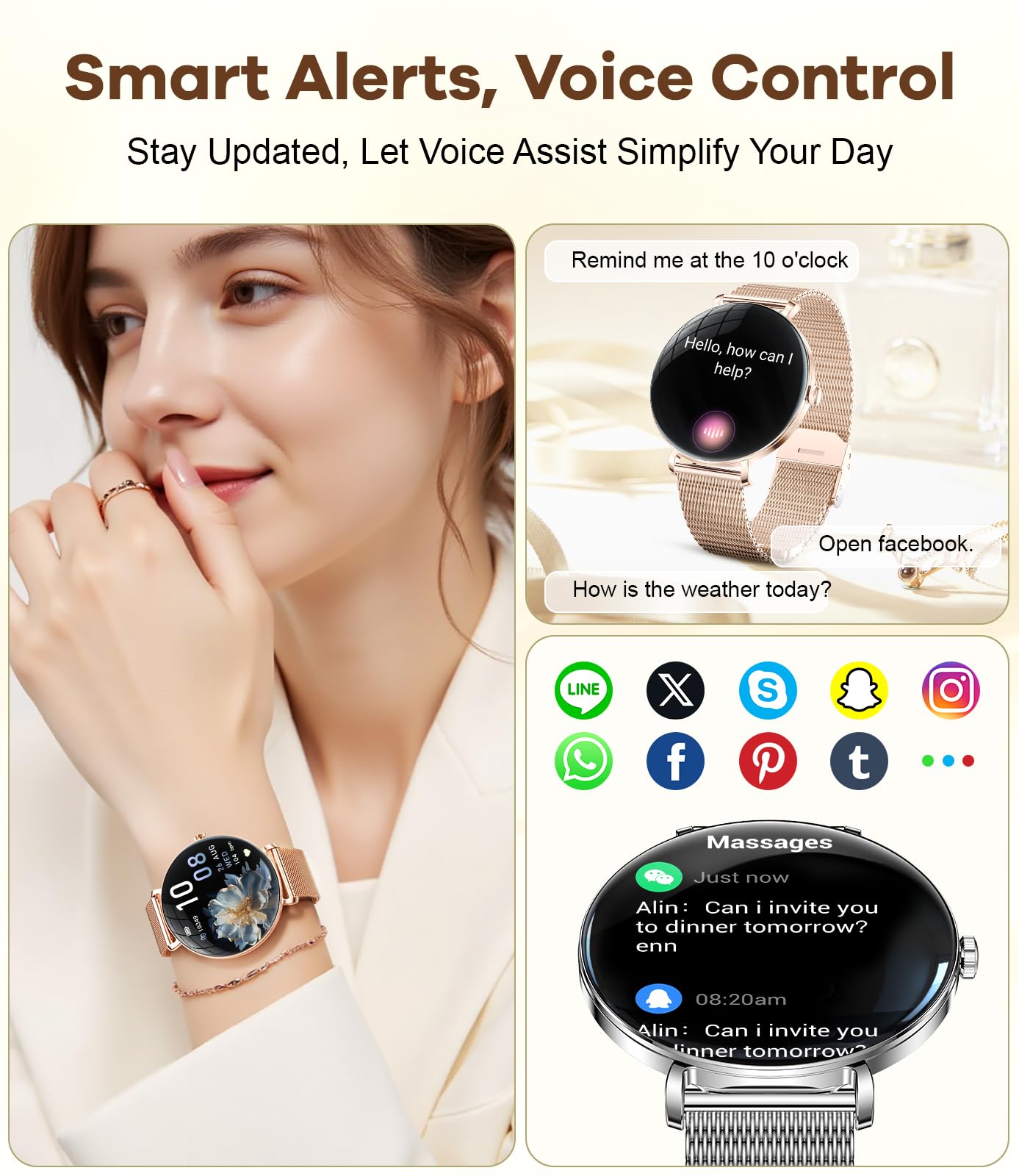 Lige Smart Watches For Women With Calls/Answer:1.43  Amoled Smart Watch Compatible With Android & Iphone, Waterproof Fitness Tra