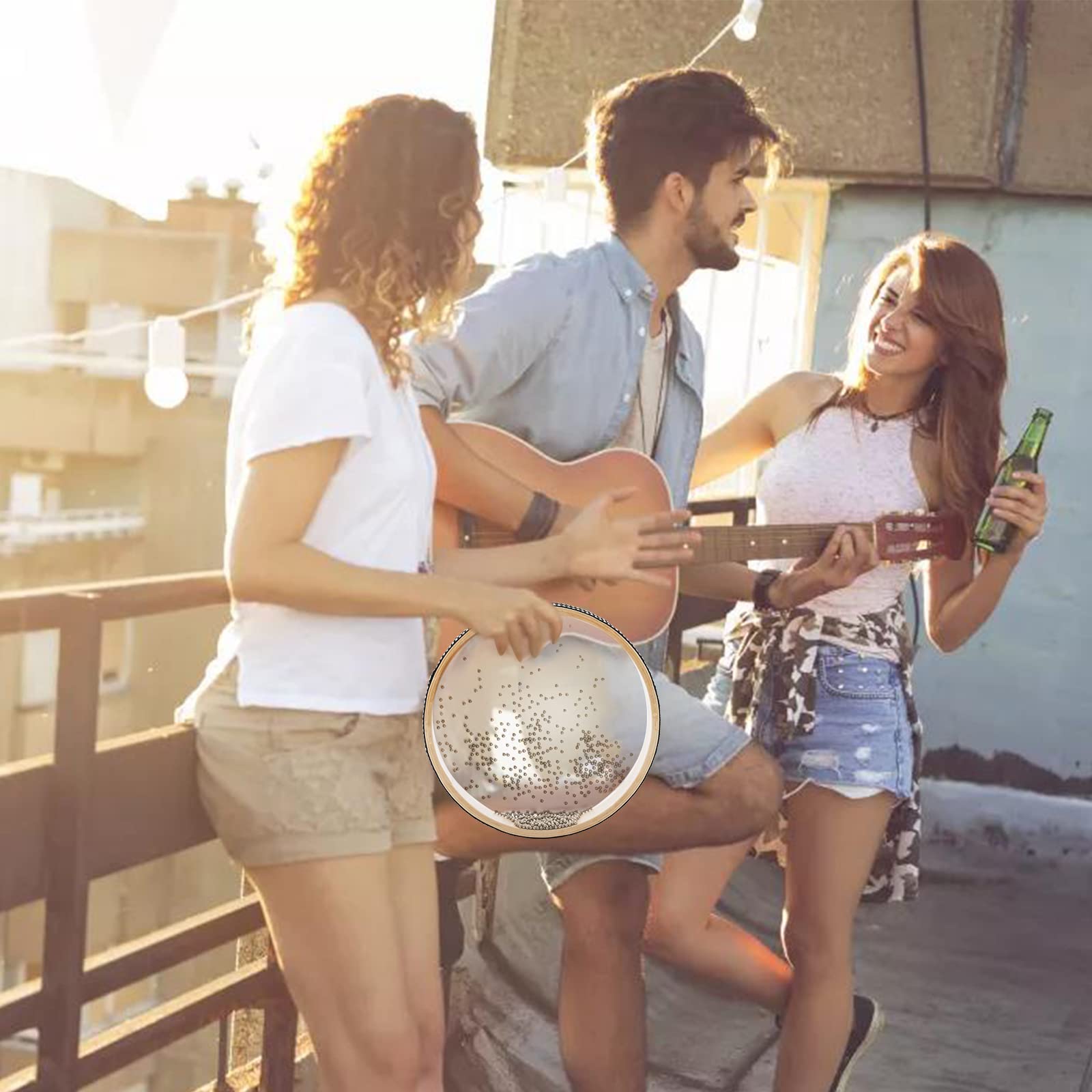 Fasmov 4 Pack Wave Bead Ocean Drum, Sea Sound Drum With Hardwood Shell Ocean Sound Drum Musical Instrument Percussion For Home S