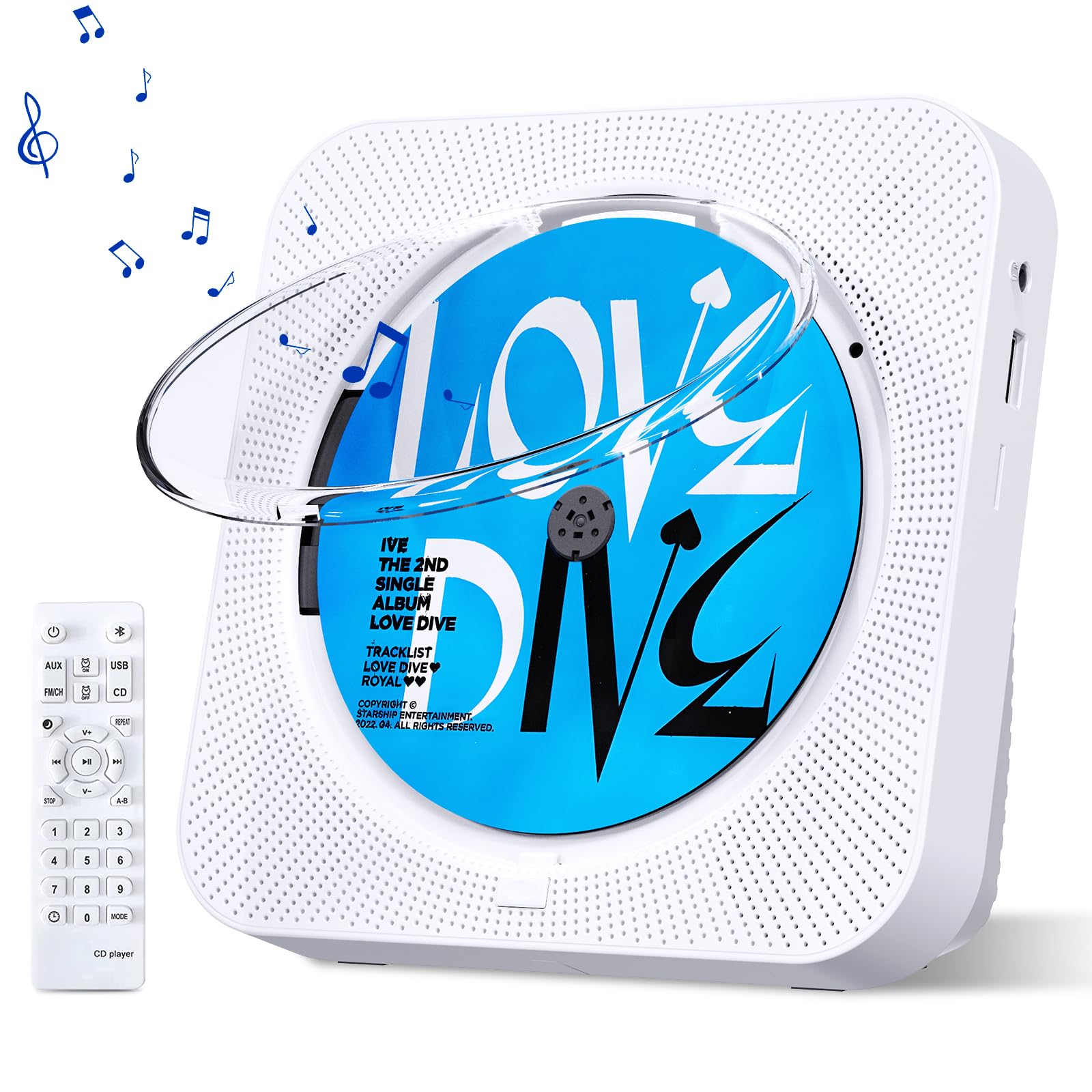 Micocious Cd Player With Speakers Bluetooth Desktop Cd Players For Home Kpop Music Cd Player With Led Screen Fm Radio Remote Con