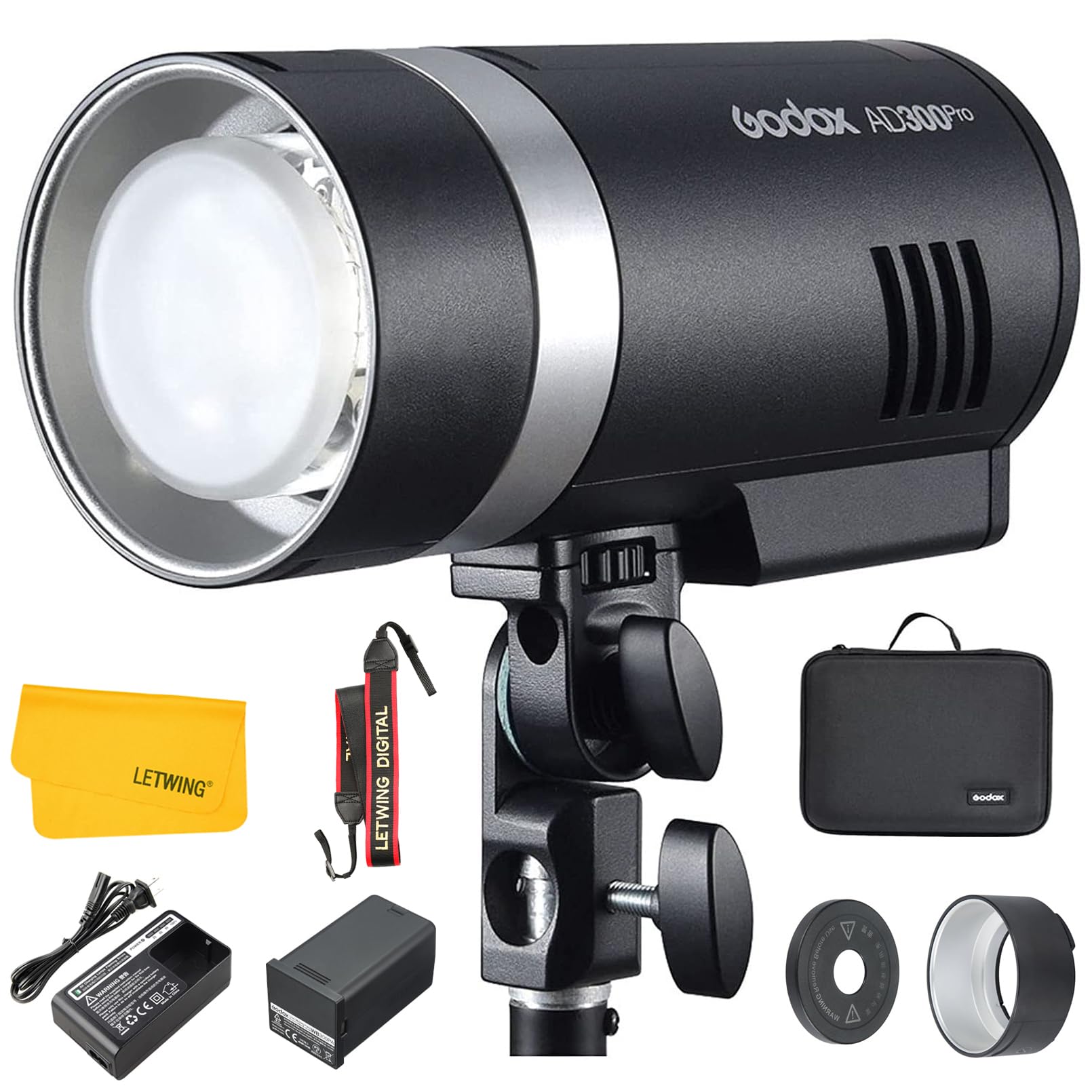 Godox Ad300 Pro Ad300Pro Outdoor Flash Strobe Light, 2.4G 300Ws Hss 1/8000S Studio Flash Monolight, 2600Mah Lithium Battery, 12W