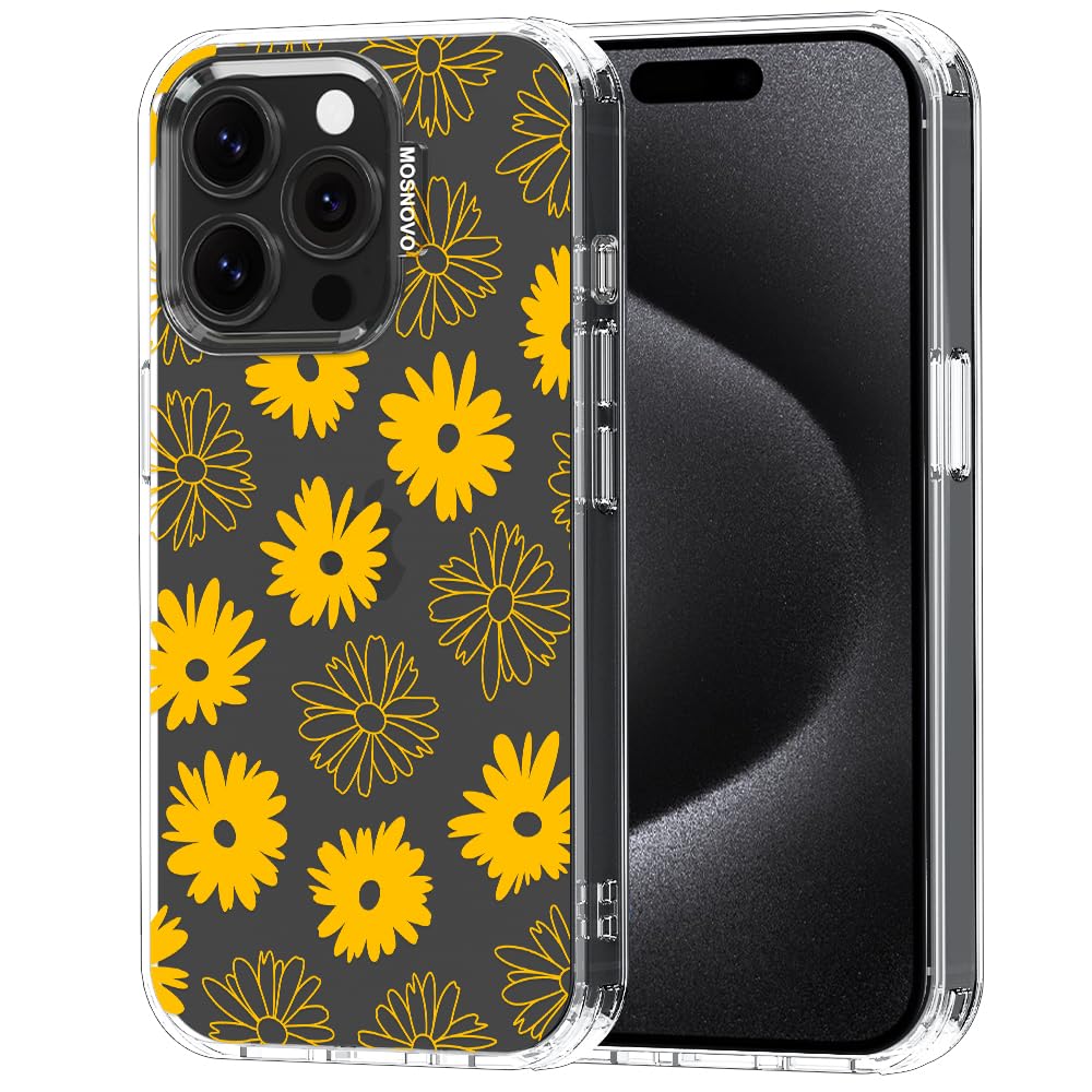 MOSNOVO for iPhone 15 Pro Case, Shockproof Military-Grade Protection 6.6ft Drop Tested, Clear Phone Case for iPhone 15 Pro, Sunf