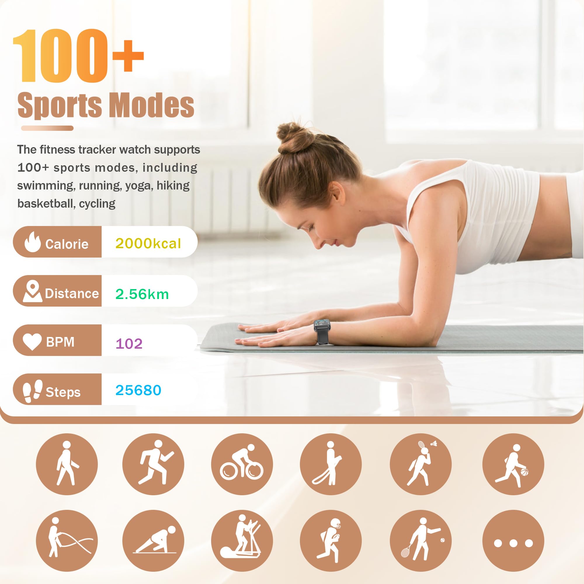 Glpyr Smart Watch With Fitness Tracker, 1.57-Inch Display, Answer Calls, Sleep Monitor, Ip68 Water Resistant (Black)