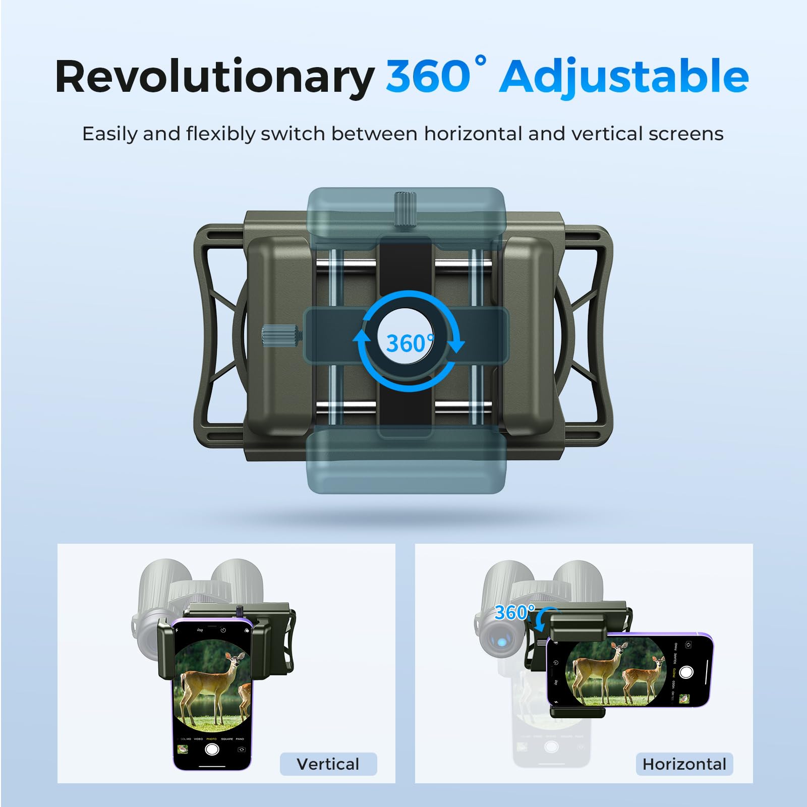 Upgraded Telescope Phone Adapter, Rotatable 360 Binocular Photo Adapter For Android & Iphone,Smartphone Holder Mount For Telesco