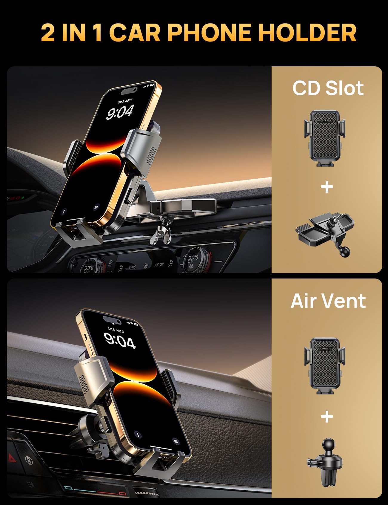 Guanda Technologies Co., Ltd. Cd Phone Mount, Car Phone Holder & Air Vent Clip, 360 Adjustable Universal Phone Mount For Car Cd