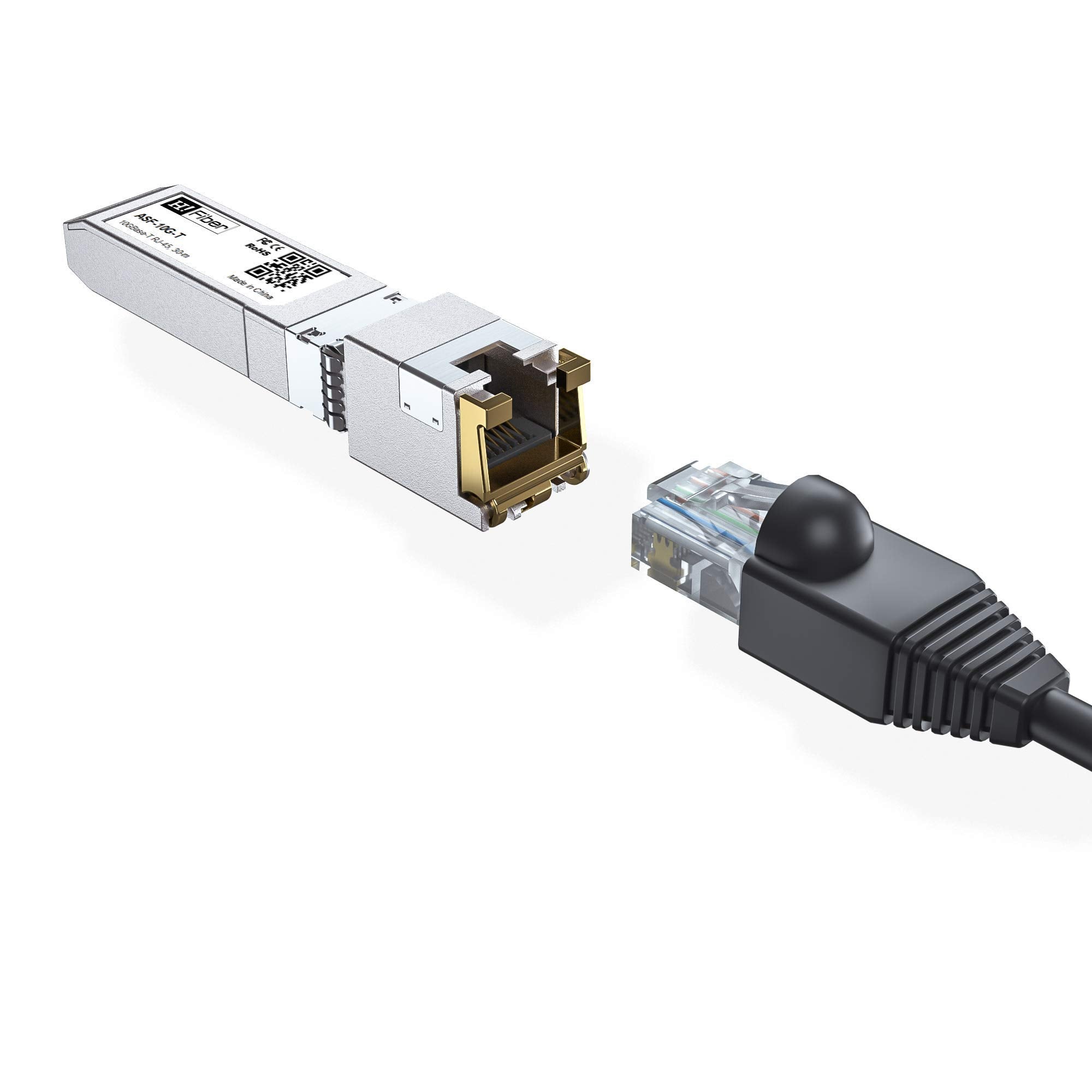 H!Fiber 10Gb Sfp+ Rj45 Transceiver, 10Gbase T Sfp+ Ethernet Module Support 10G/5G/2.5G/1.25G, Compatible With Cisco Sfp 10G T S, Ubiquiti Uf Rj45 10G, Unifi, Meraki,Mikrotik,Supermicro And More, 30M