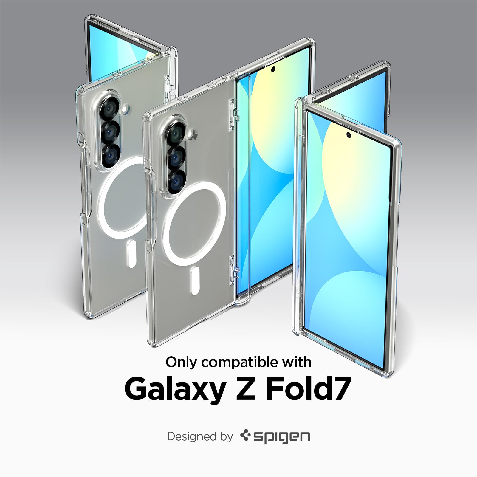 Spigen For Galaxy Z Fold 7 Case, Ultra Hybrid Pro Magfit [Anti-Yellowing] [Fast Wireless Charging/Hinge Protection] - Clear Whit