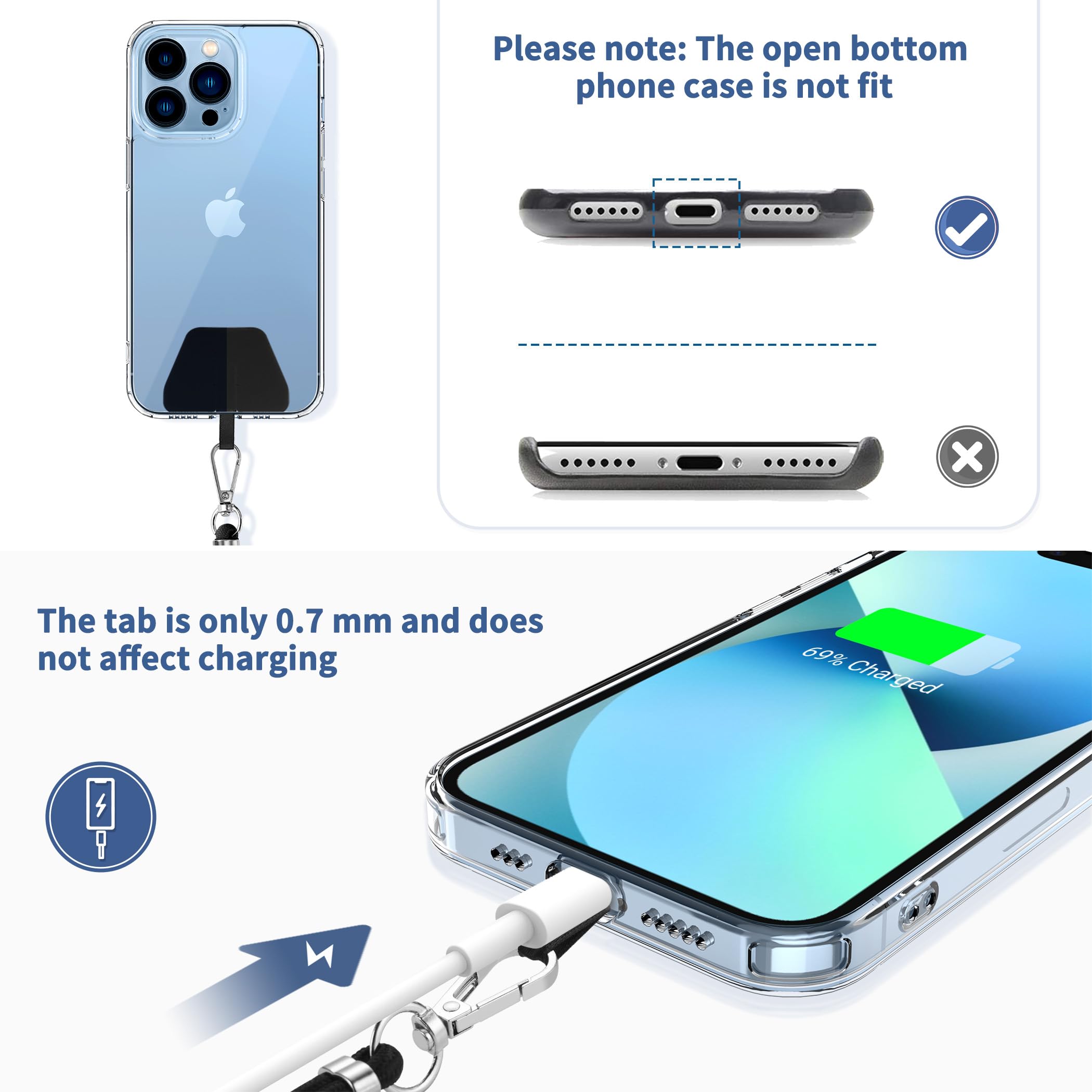 Cacoe Phone Lanyard 2 Pack 2   Adjustable Neck Strap,4   Phone Patches,Universal Crossbody Cell Phone Lanyards,Multifuctional Ph