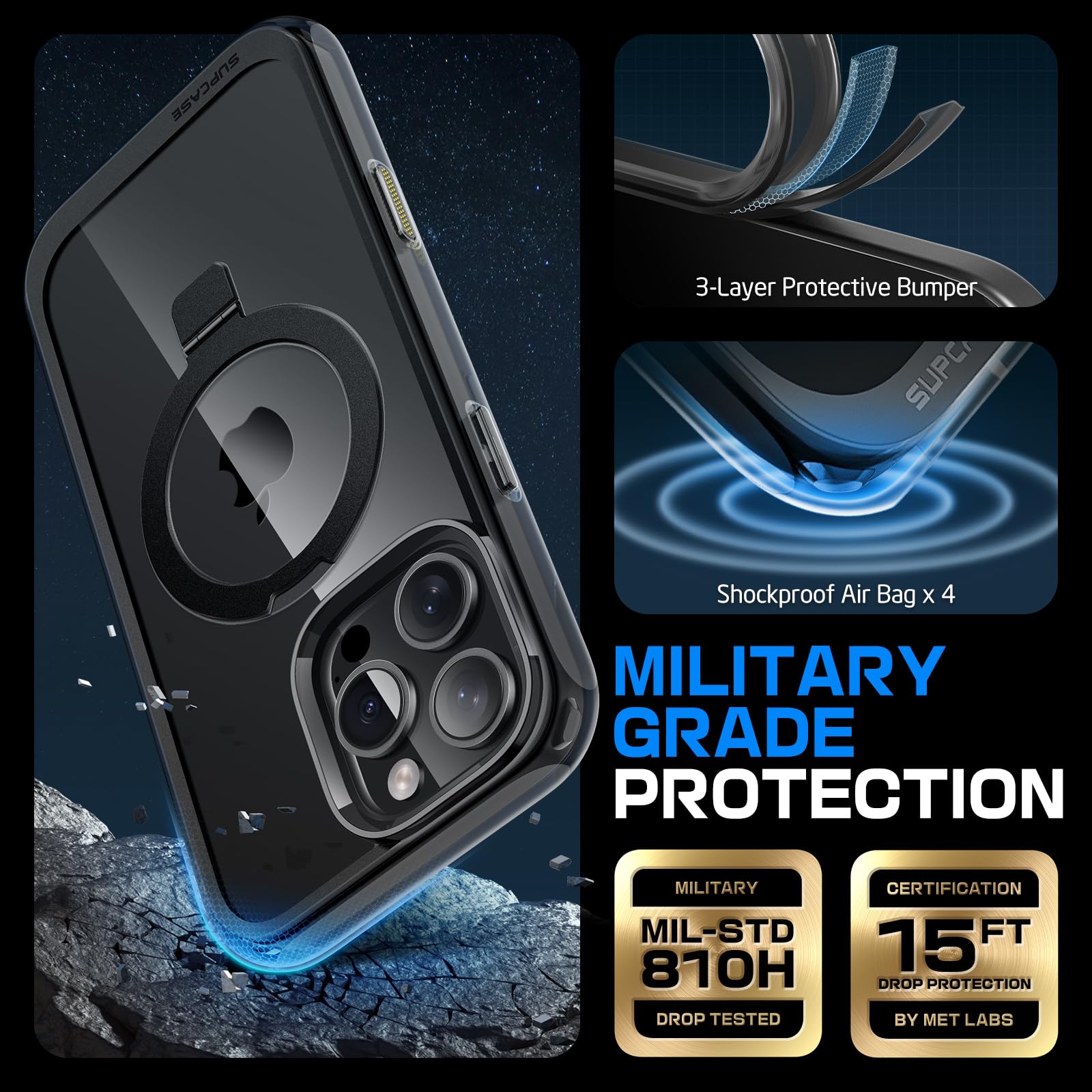 Supcase For Iphone 16 Pro Case With Camera Control Capture Button (Unicorn Beetle Mag Stand), [Compatible With Magsafe] Slim Pro