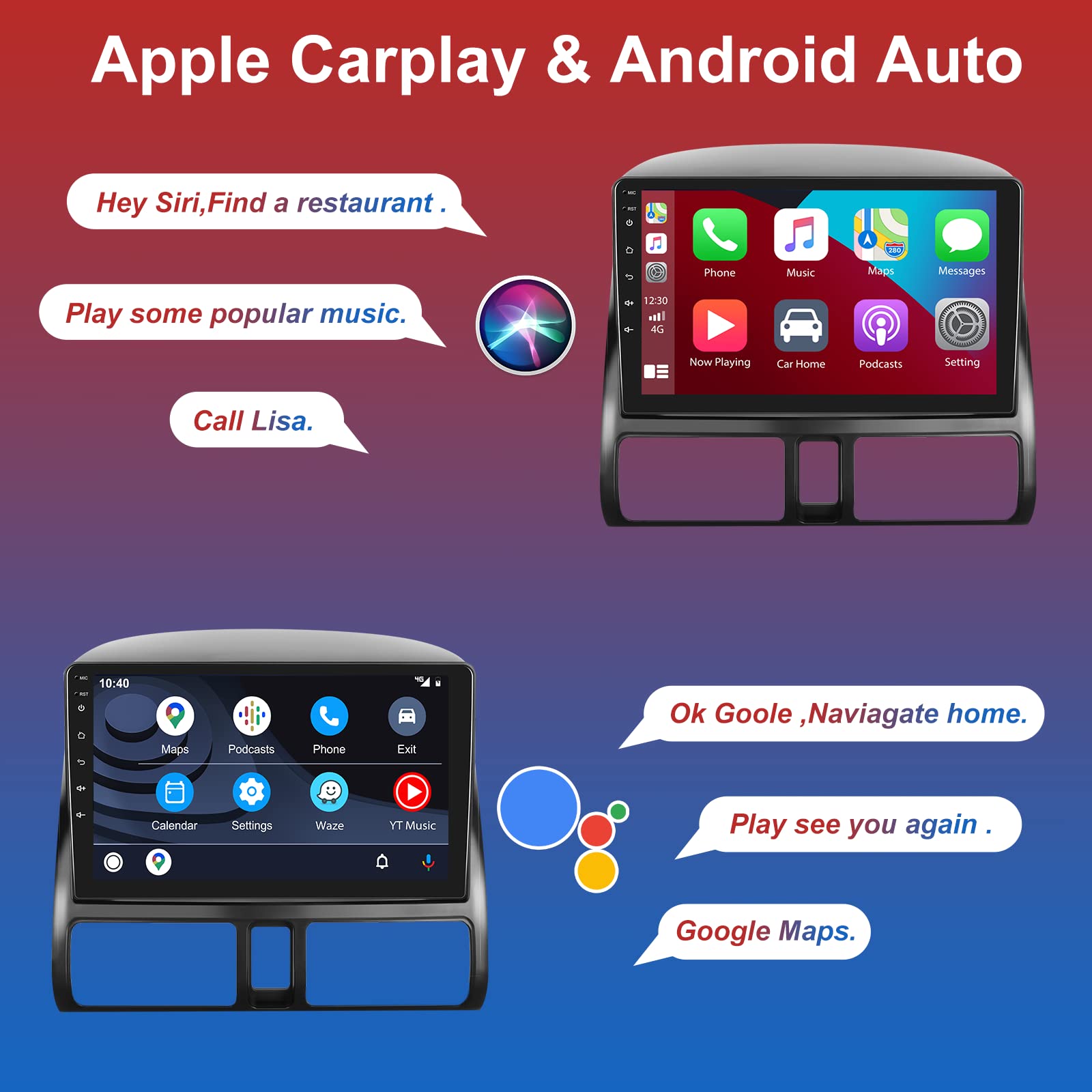 [2G+64G] Wireless Carplay Radio For Honda Crv 2002 2006 With Android Auto, 9 Inch Touch Screen Android Stereo With Gps Navigatio