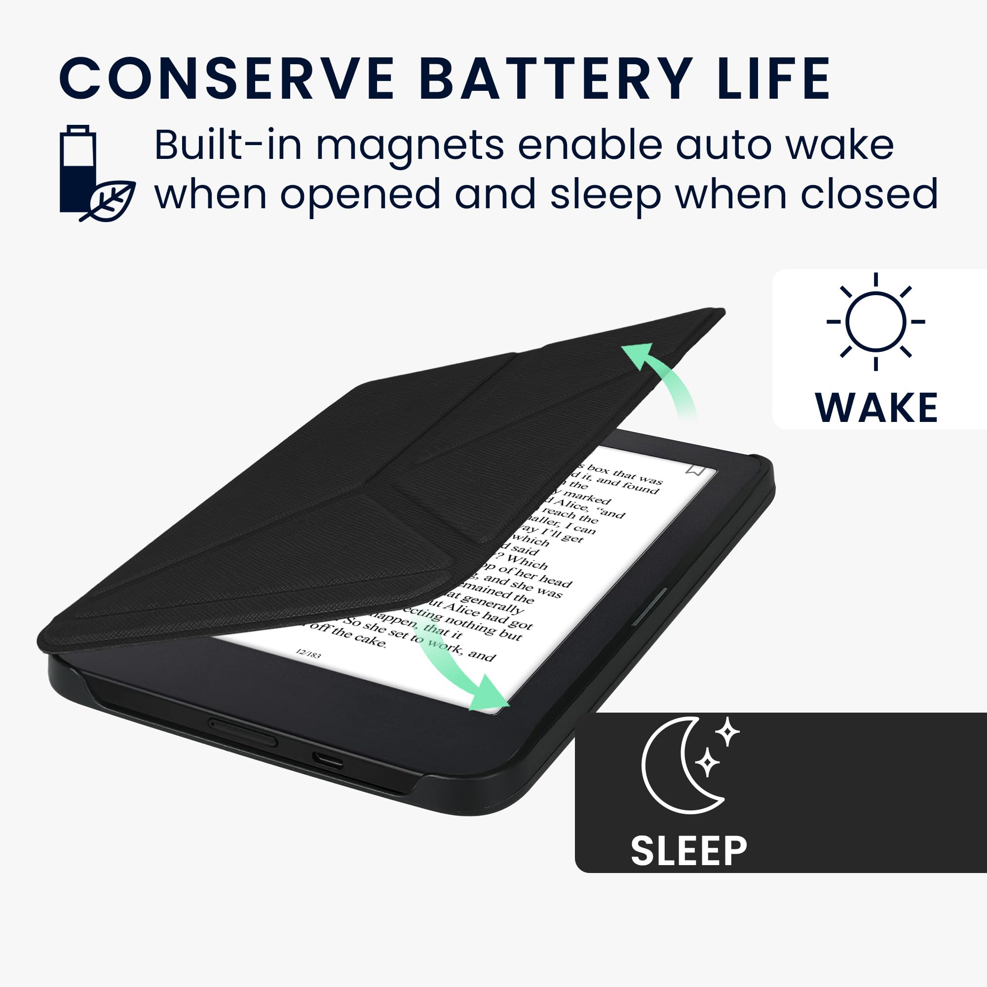 Kwmobile Origami Case Compatible With Kobo Clara 2E / Tolino Shine 4 Case - Slim Pu Leather Cover With Stand - Black