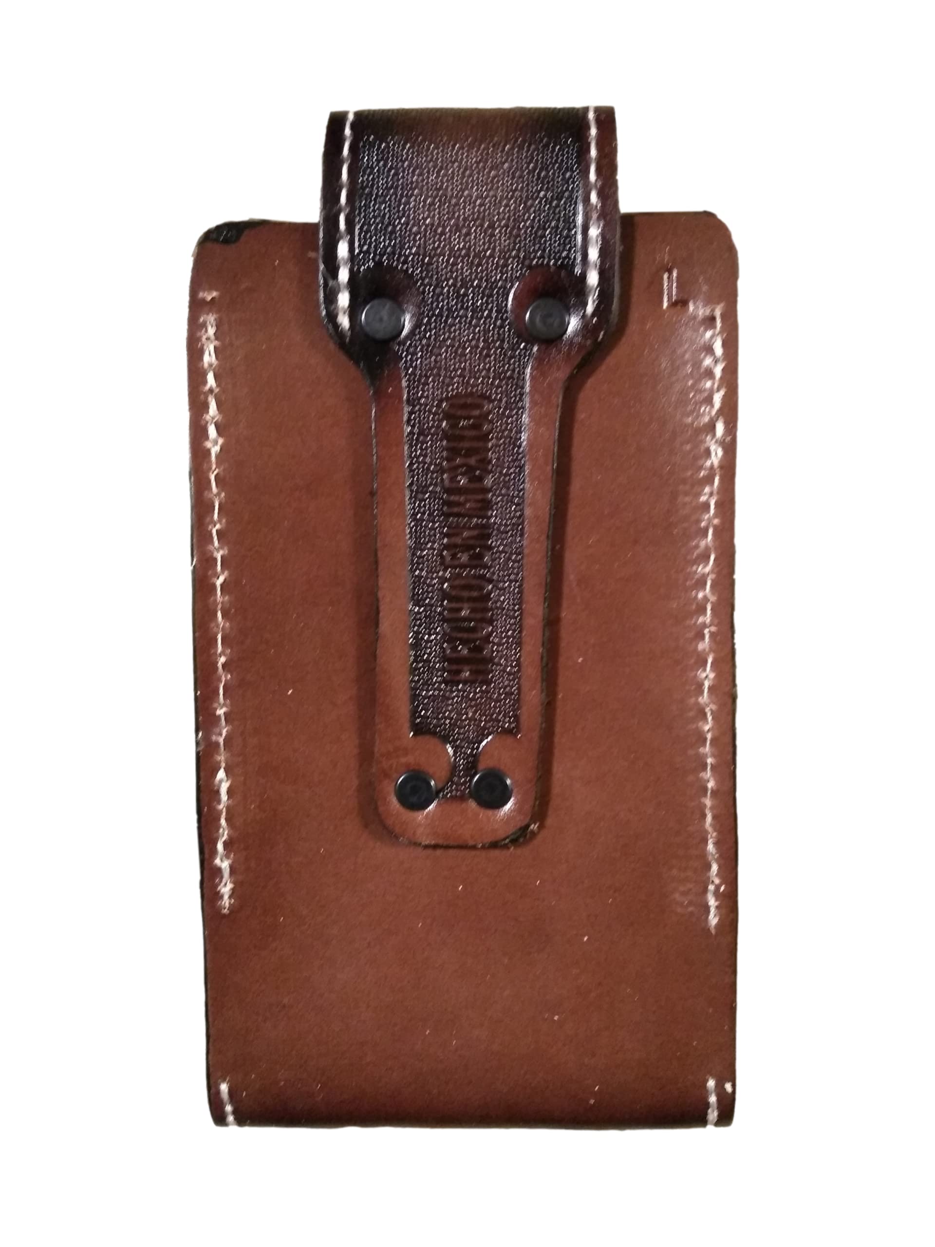 Western Autentic Tooled Leather Mexican Cell Phone Case For Belt. Men And Horse Pray Design. With Magnetic Closure. Universal Si