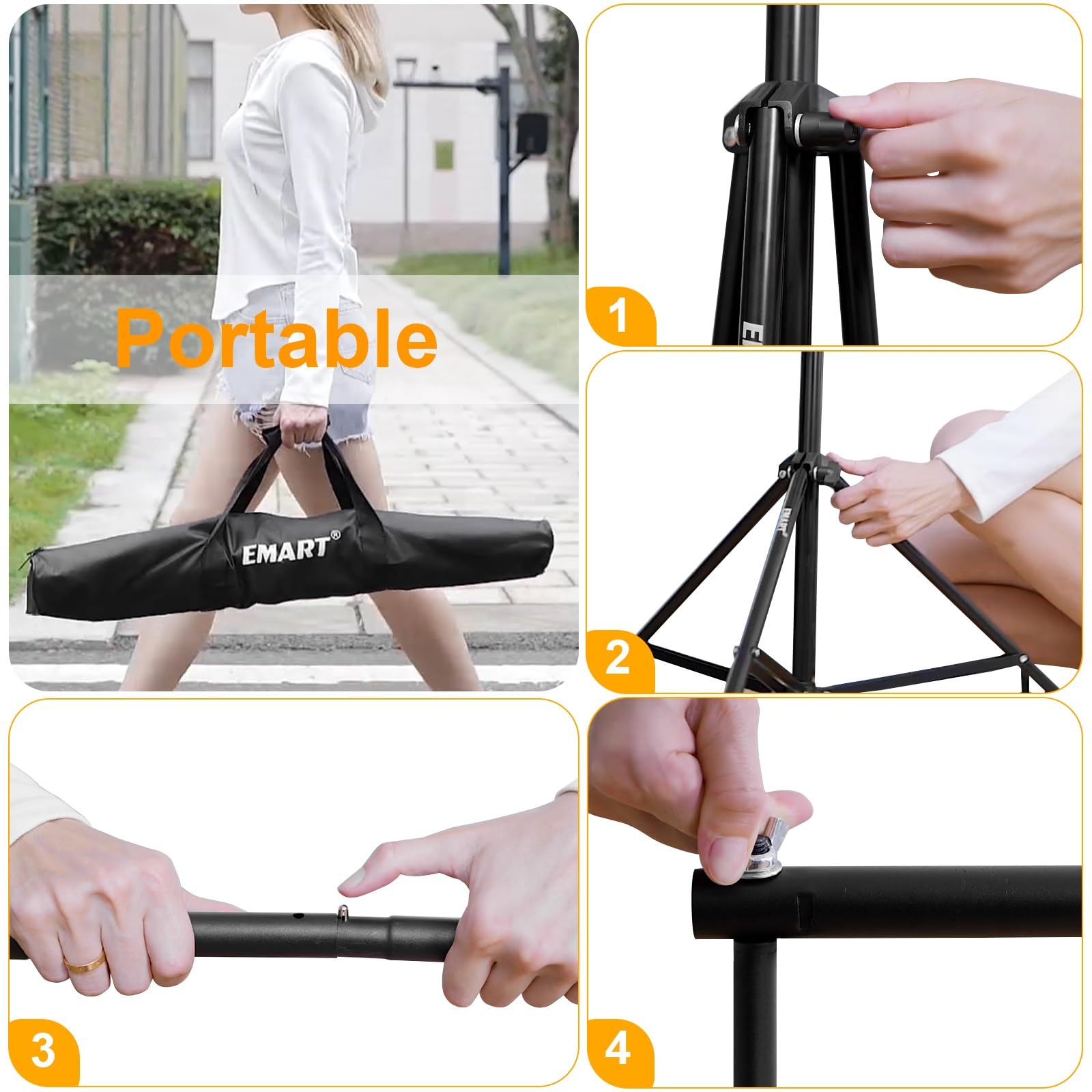 Emart Photo Backdrop Stand Kit, 8.5 X 10 Ft Back Drop Adjustable Frame For Photography, Photoshoot Banner Background Support Holder For Parties Dectoration