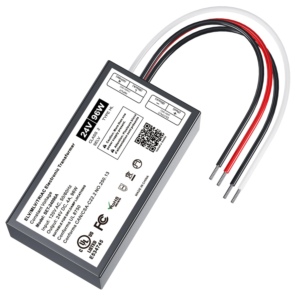 96W Dimmable Led Driver 24V, Triac/Elv/Mlv Ac To Dc Compatible With Lutron&Leviton Dimmer, Dimmable Led Power Supply 96W 24V Cla
