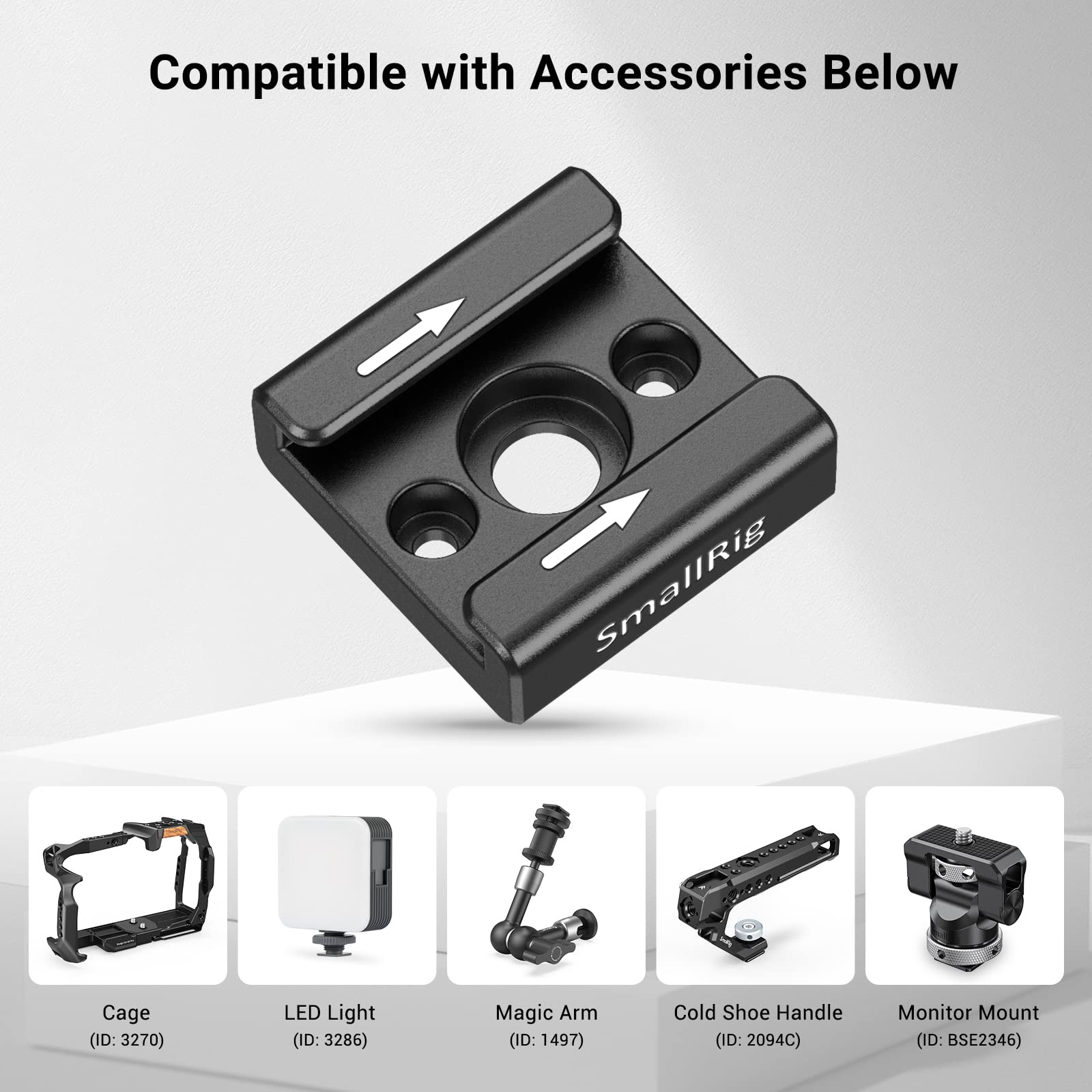 Smallrig Cold Shoe Mount (2Pcs Pack) With 1/4-20 Thread For Camera Cage Flash Led Monitor Microphone - 2060