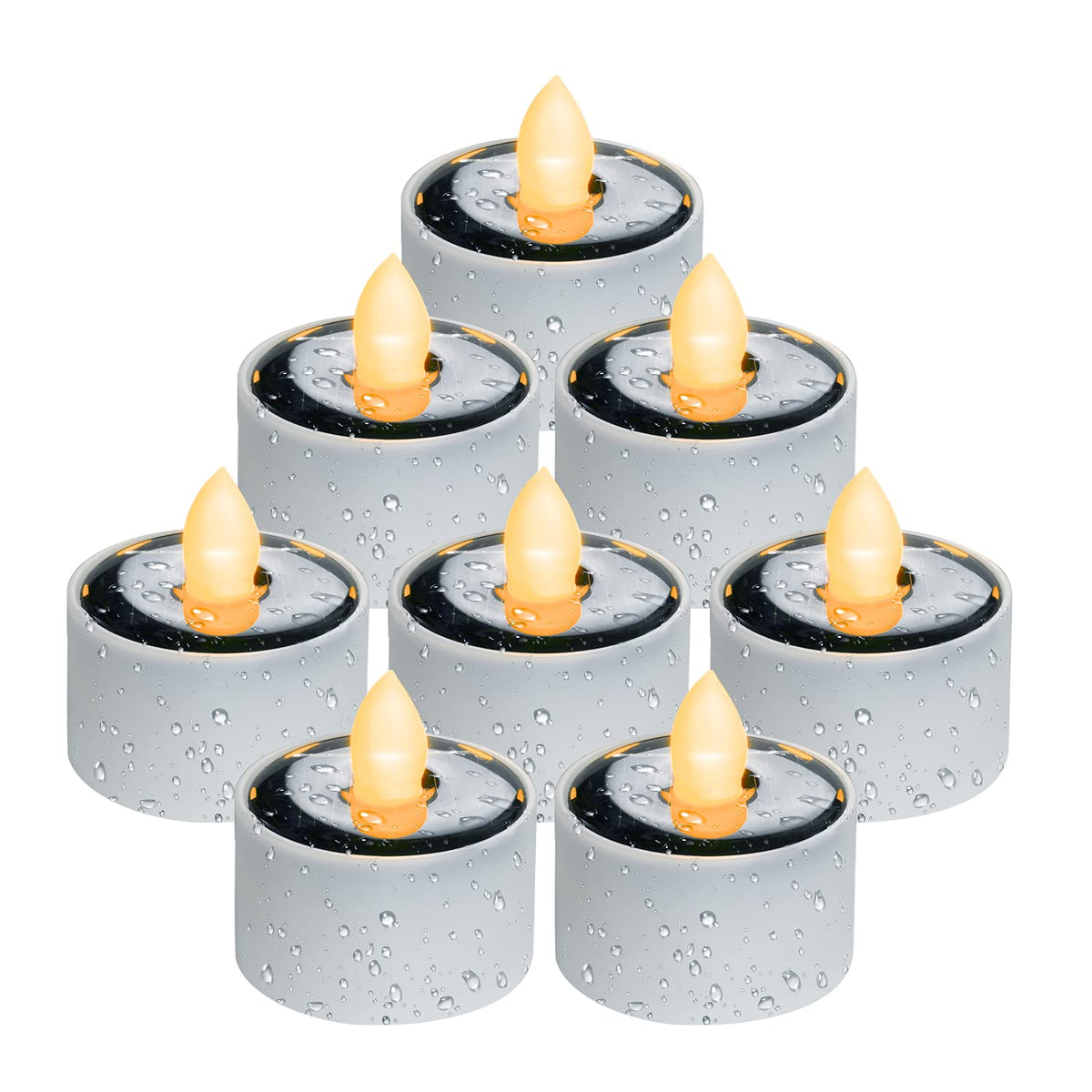 Homemory Solar Tea Lights Outdoor Waterproof, Dusk To Dawn Outdoor Lighting, Reusable Led Tea Light Candles For Lantern Garden C