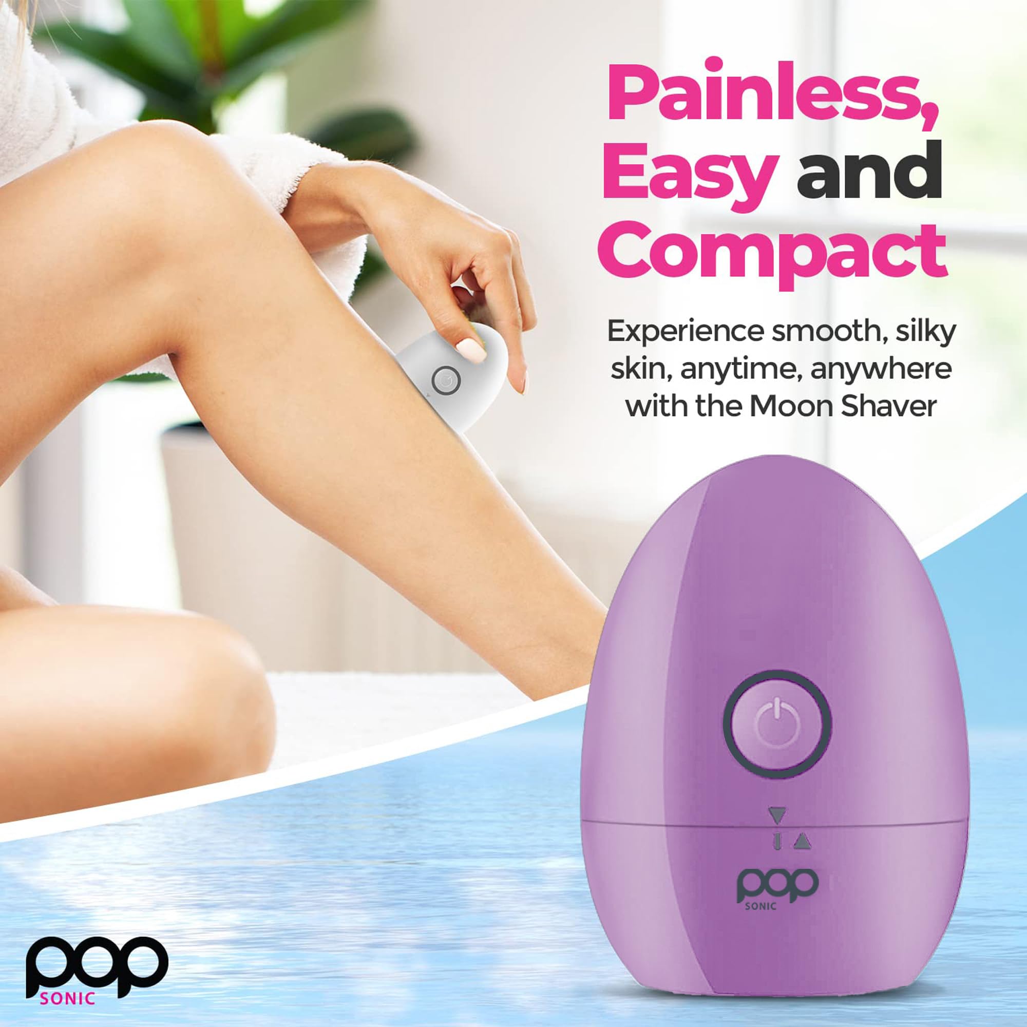 Pop Sonic Moon Shaver (Lavender)   Face & Body Shavers For Men & Women   3 Floating Rotary Heads Face Shaver W/Removable Cap   L