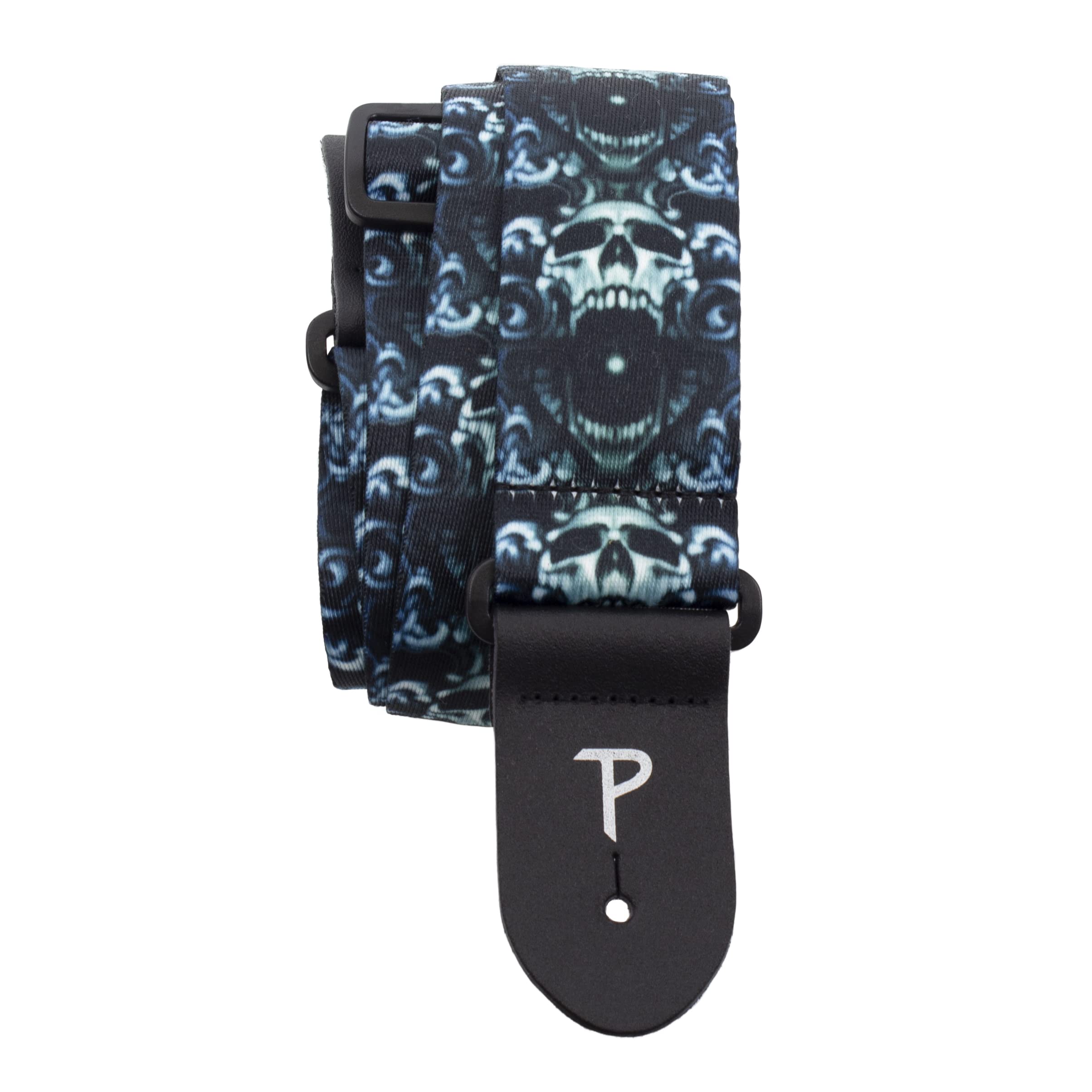 Perris Leathers Ltd.  Guitar Strap  Polyester  Official Licensing DAVID BOLLT  Screaming Skulls  Adjustable  For Acoustic