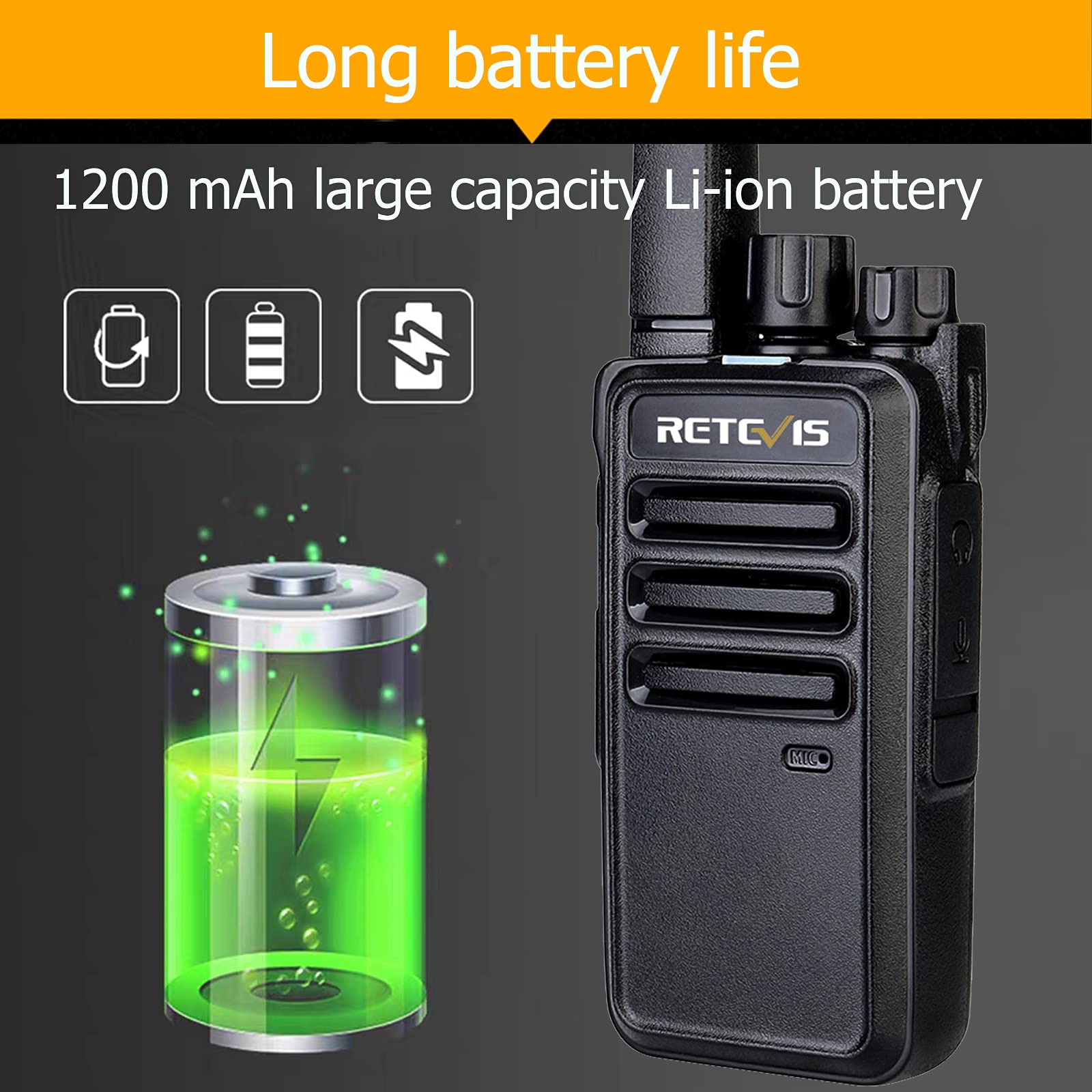 Retavis Rt68b Retevis RT68 Walkie Talkies, 2-Way Radios, Long Range, Hands-Free, Rec ...