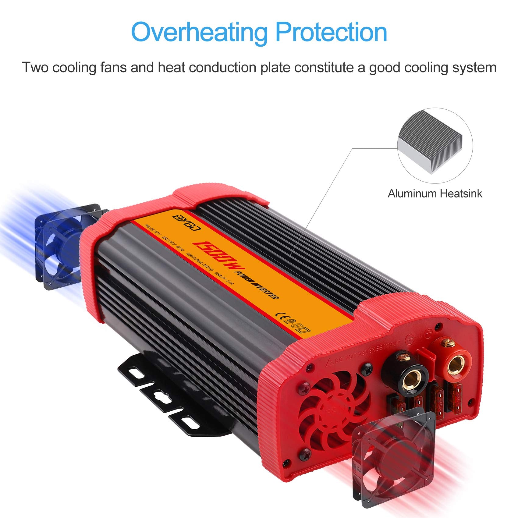 Bygd 1500W Power Inverter Dc 12V To 110V Ac Converter And Peak Power 3000W Car Inverter With 4.2A Dual Usb Ports Quick Charging