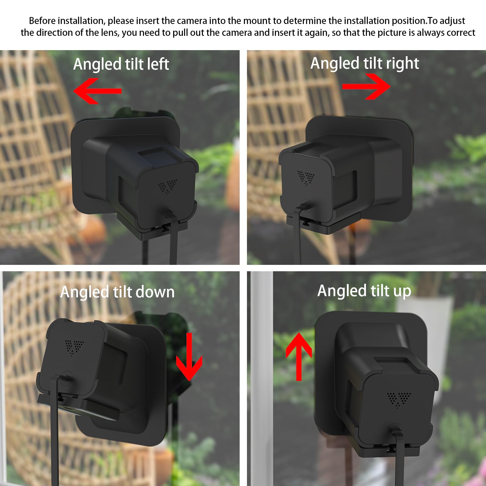 Holaca Window Mount For Wyze Cam V3/V3 Pro/V4, 20 Degrees Tilt (Up/Down/Left/Right) Strong Adhesive Flexible Mounting Bracket For Wyze Cam V3 Holder (Black)