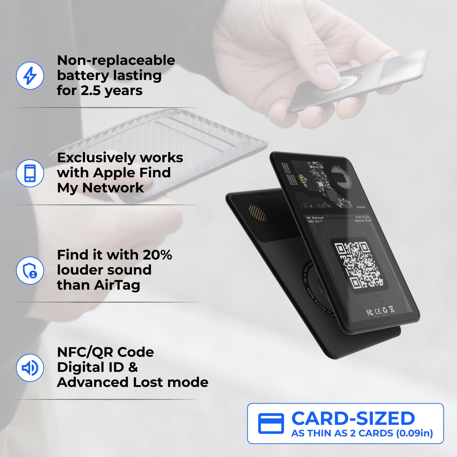 Rolling Square Aircard Wallet Tracker   Bluetooth Wallet Finder Find My Network Compatible With Business Card Feature Nfc/Qr Cod