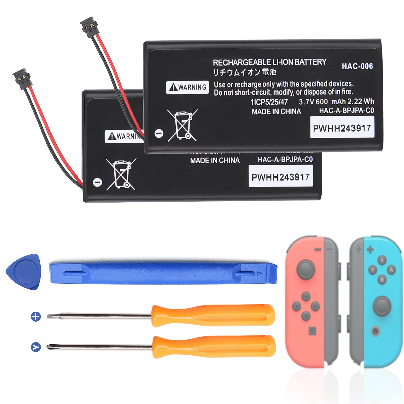 oliadeo HAC-006 Battery for Switch Joycon Controller: Replacement Compatible with Nintendo Switch Left & Right Joy Con Controlle