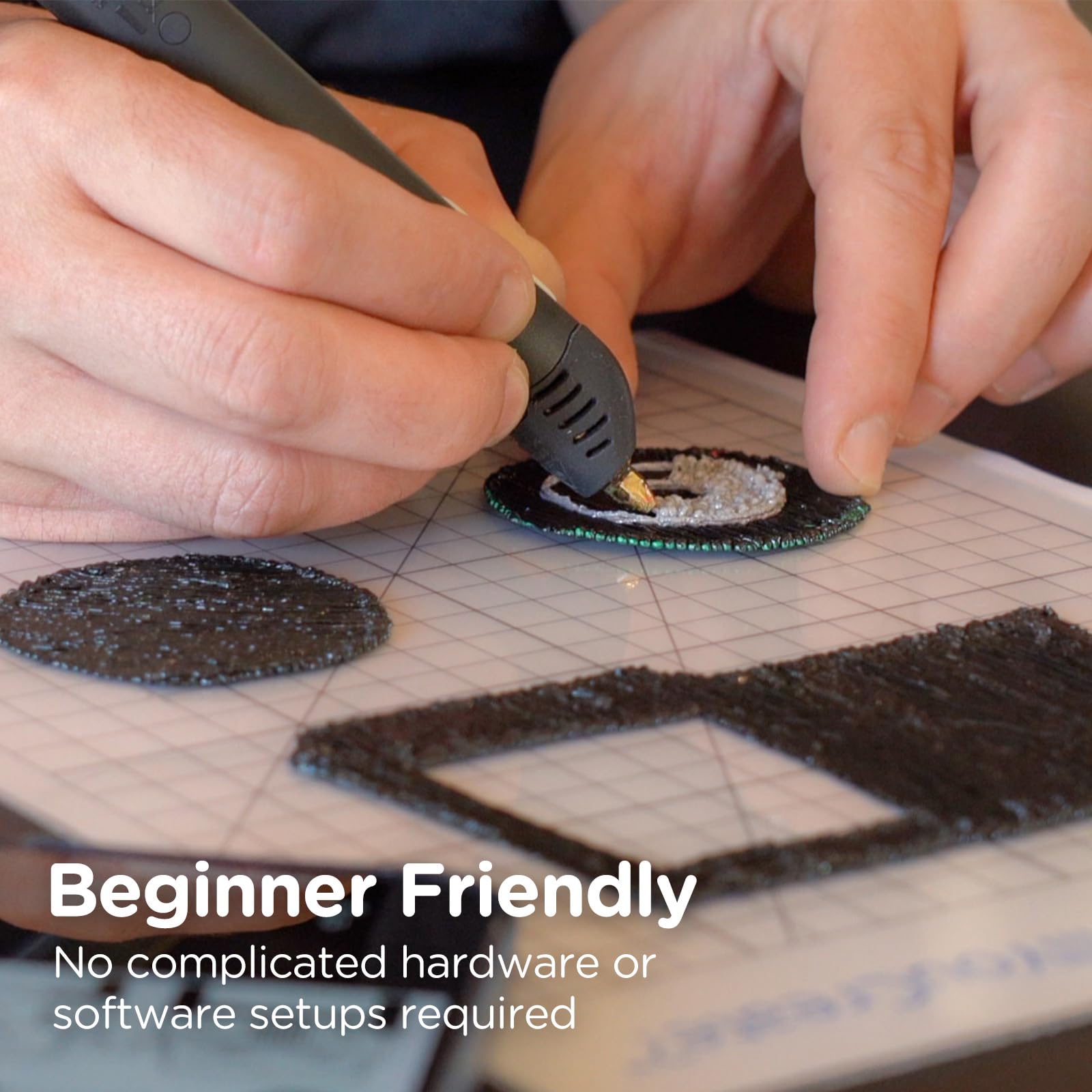 3Doodler Flow 3D Printing Pen For Teens, Adults & Creators!   Black   With Free Refill Filaments + Stencil Book + Getting Starte