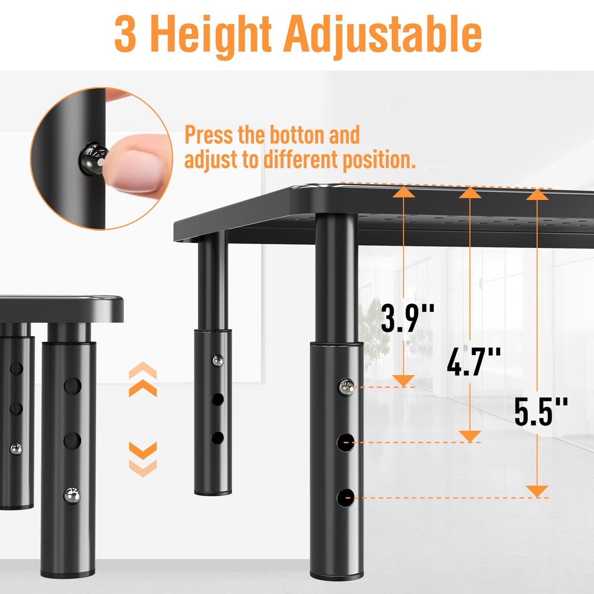 Elived 2 Pack Monitor Stand Riser 3 Height Adjustable Monitor Stand Fo ...