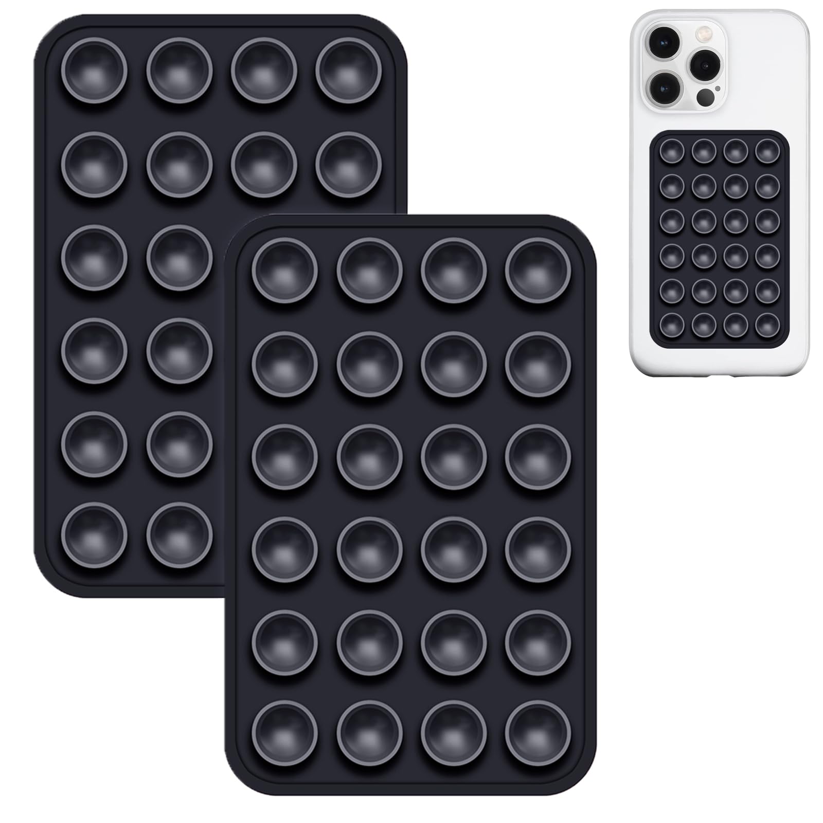 Jingjinyy 2 Pack Silicone Suction Phone Case Mount, Non Slip Sticky Phone Grip For Cellphone, Silicon Adhesive Suction Cup Phone