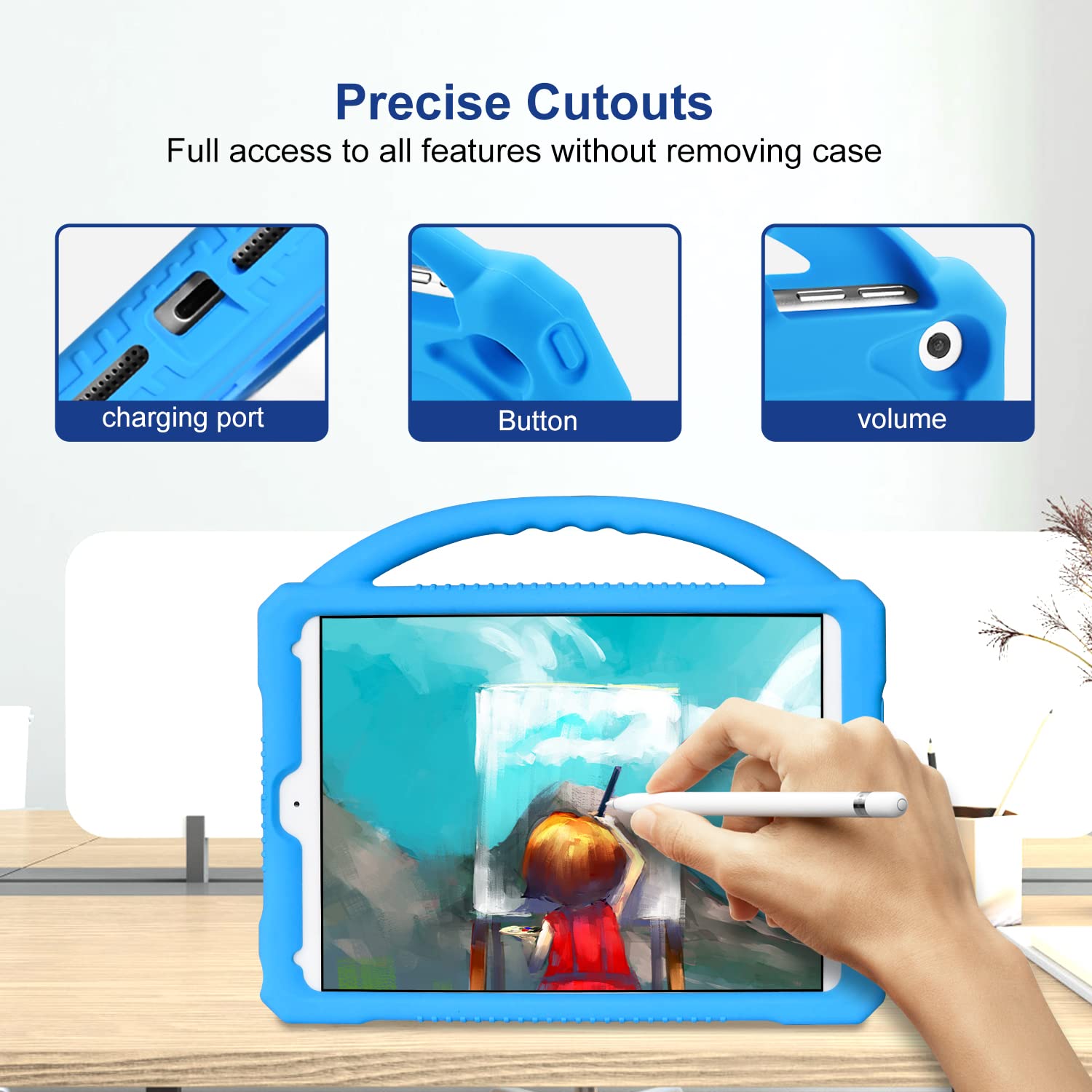 Joguiia Ipad 9Th 8Th 7Th Generation Case, Silicone Kids Case For Ipad 10.2 2021/2020/2019, Shockproof Case With Handle Stand For