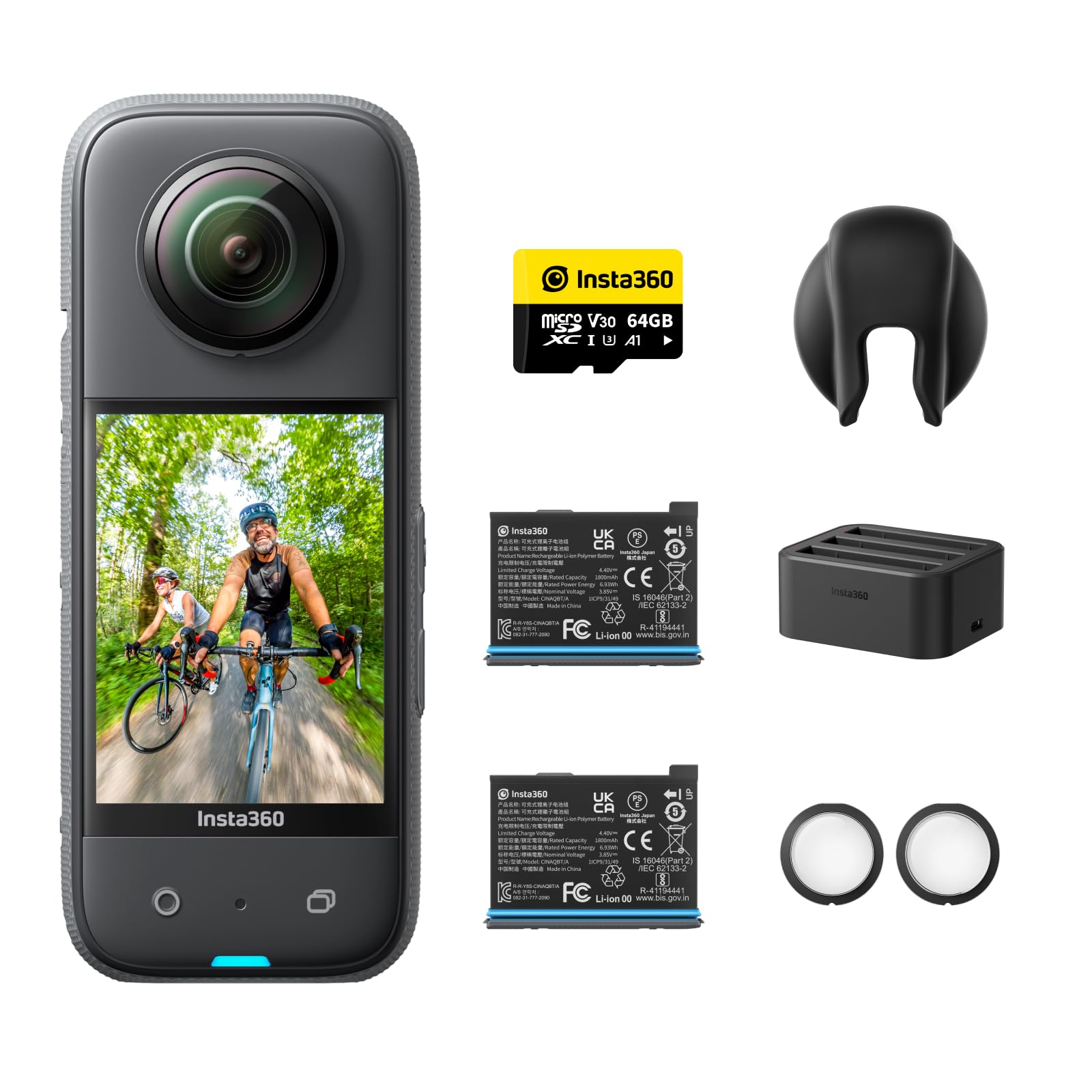 Insta360 X3 Battery Kit - 360 Action Camera with 5.7K 360 Active HDR Video, 4K Single-Lens Camera, Waterproof, FlowState Stabili