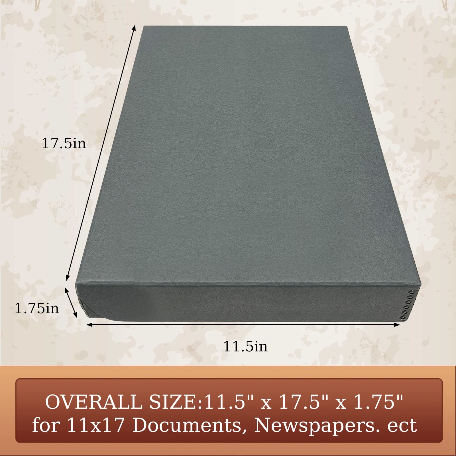 Golden State Art, Archival Folio Storage Box 11X17, Clamshell Design With Metal Edge, Preserve And Store Photos Documents Cards Prints Arts And Crafts Diy, Gray, Pack Of 2