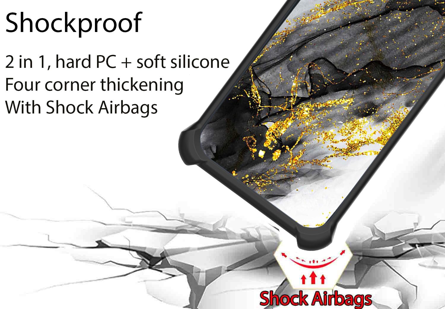 Aroepurt Cellular Phone Case For Nuu X6+ Plus, Jsh Hdl [Hard Pc + Soft Silicone][Gold Glitter+Luminous]