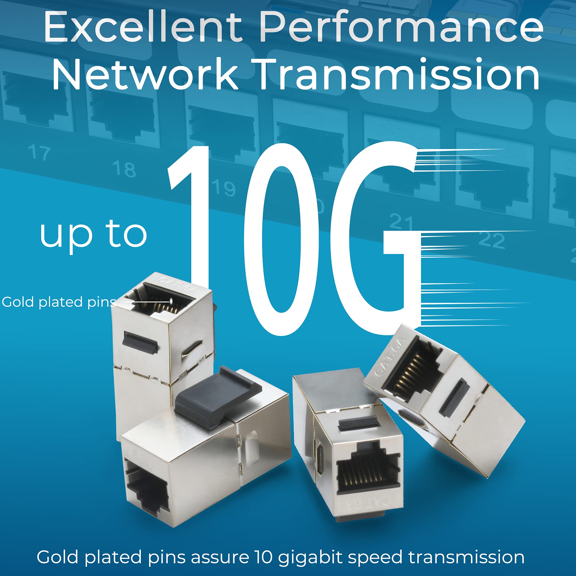 Rapink Patch Panel 24 Port Cat6A With Inline Keystone 10G Support, Coupler Patch Panel Stp Shielded 19 Inch With Removable Back Bar, 1U Network Patch Panel For Cat7, Cat6, Cat6A, Cat5E