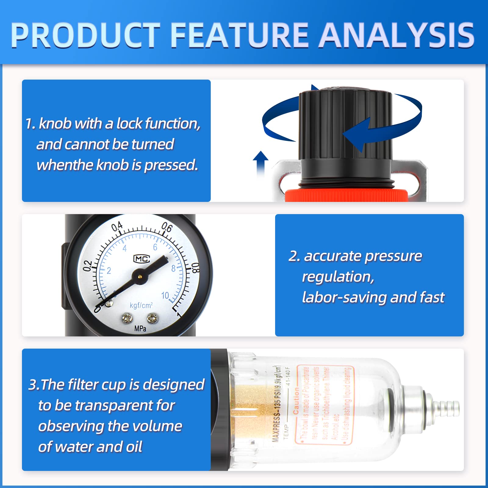 Meanlin Measure Air Compressor Pressure Switch Control Valve 90 120 Psi 110V 240V 4 Way Replacement Parts With 0 180 Psi Moistur