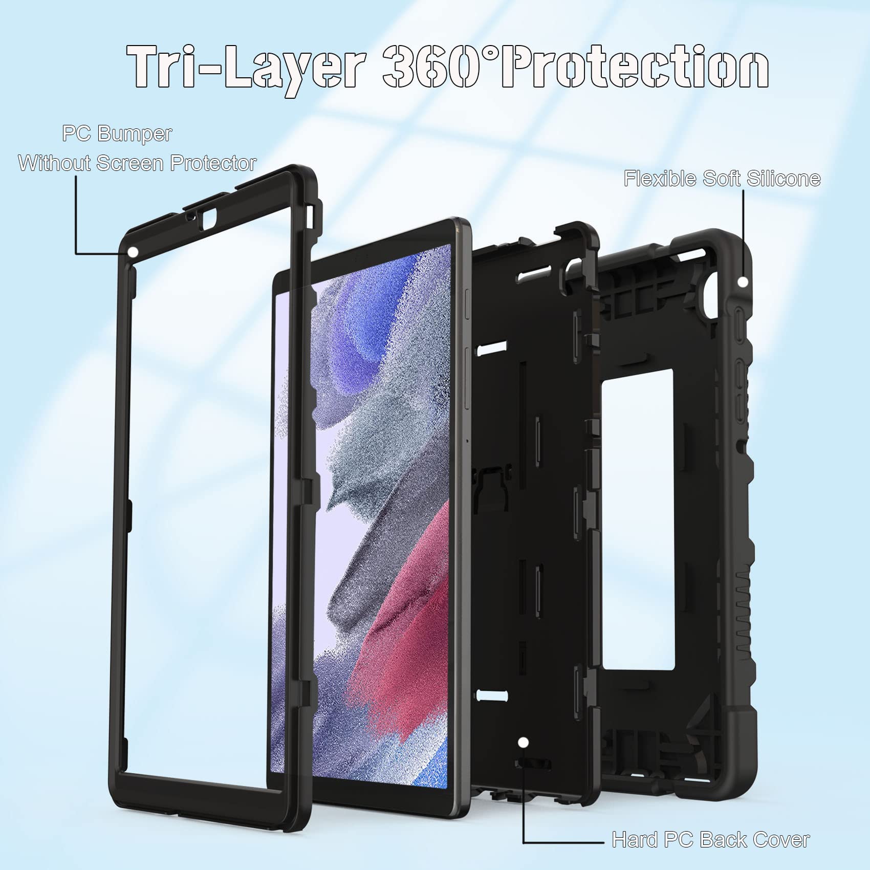 Rantice Samsung Galaxy Tab A7 Lite Case With Kickstand, Shockproof Rugged Case For Kids 8.7 Inch 2021 Tablet A7 Lite (Sm T220/T2