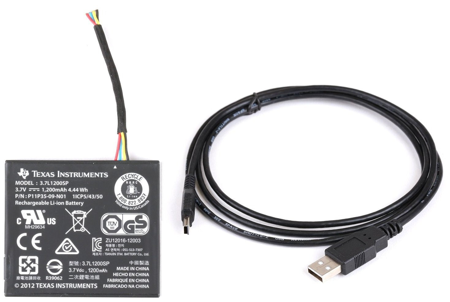 Texas Instruments Rechargeable Battery For Ti 84 C Silver Edition Graphing Calculator + Usb Cable (Calculator Not Included)