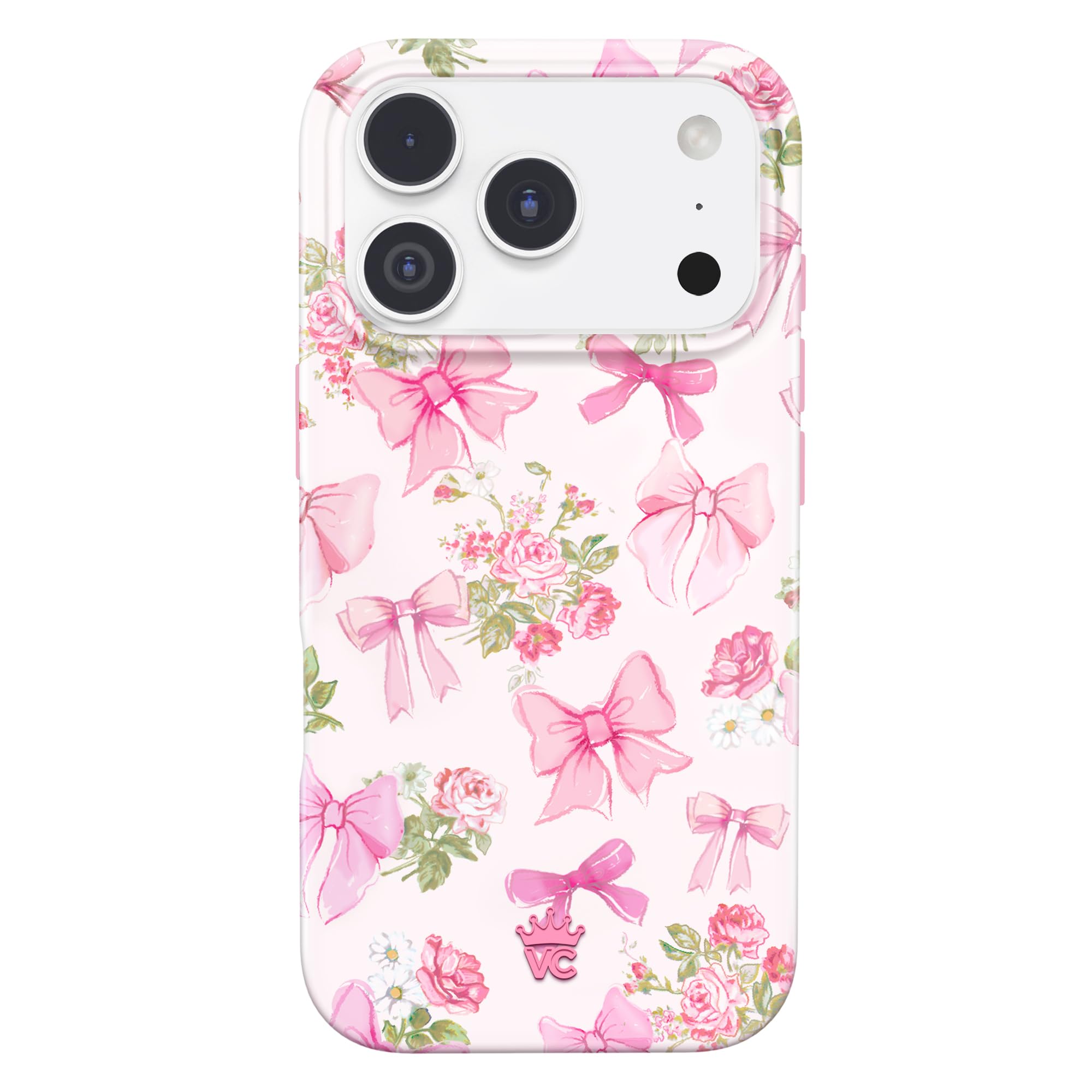VELVET CAVIAR Case for iPhone 17 Pro | Compatible with MagSafe | 10ft Drop Tested | Protective Designer Cases | Posie Pink Bow 2