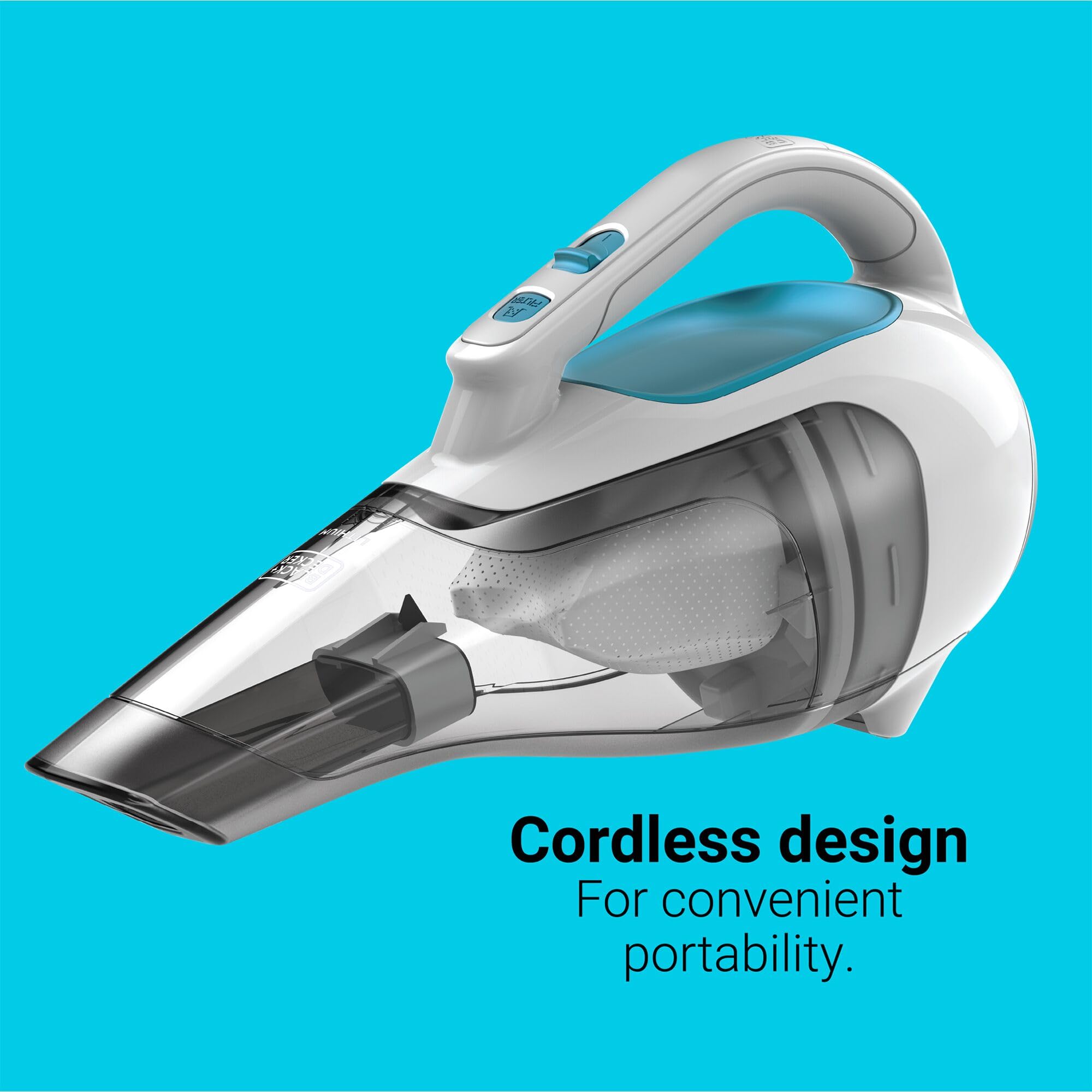 BLACK+DECKER Cordless Handheld Vacuum HHVI315JO42, One Size, Blue/Grey/White, Ideal for Home and Car Cleaning
