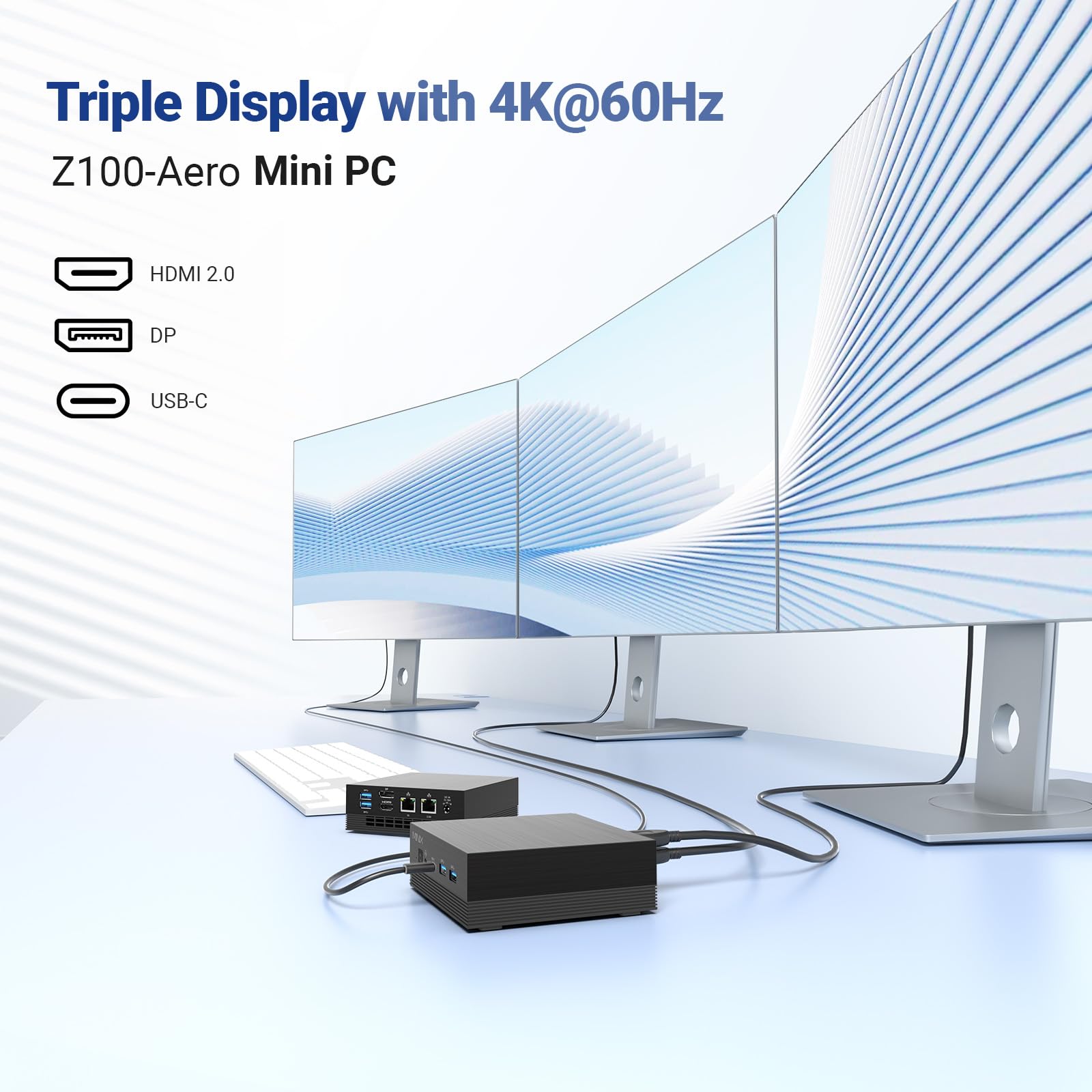 Minix Z100 Aero Mini Pc, Intel 12Th Gen N100, 16Gb Ddr4, 512Gb Pcie 3.0 X1 Nvme Ssd Windows 11 Pro Mini Pc, 4K Triple Display/1G