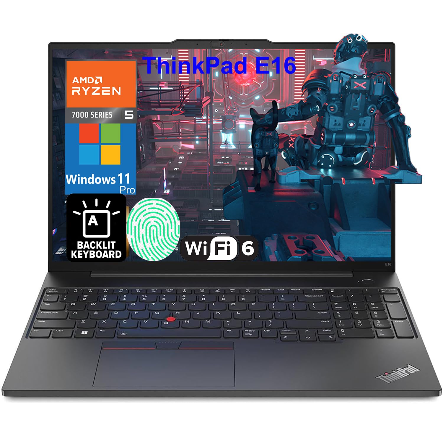 Lenovo ThinkPad E16 16 FHD+ Business Laptop Computer, AMD Ryzen 5 7530U (Beat i7-1355U), 40GB DDR4 RAM, 1TB PCIe SSD, WiFi 6, Th
