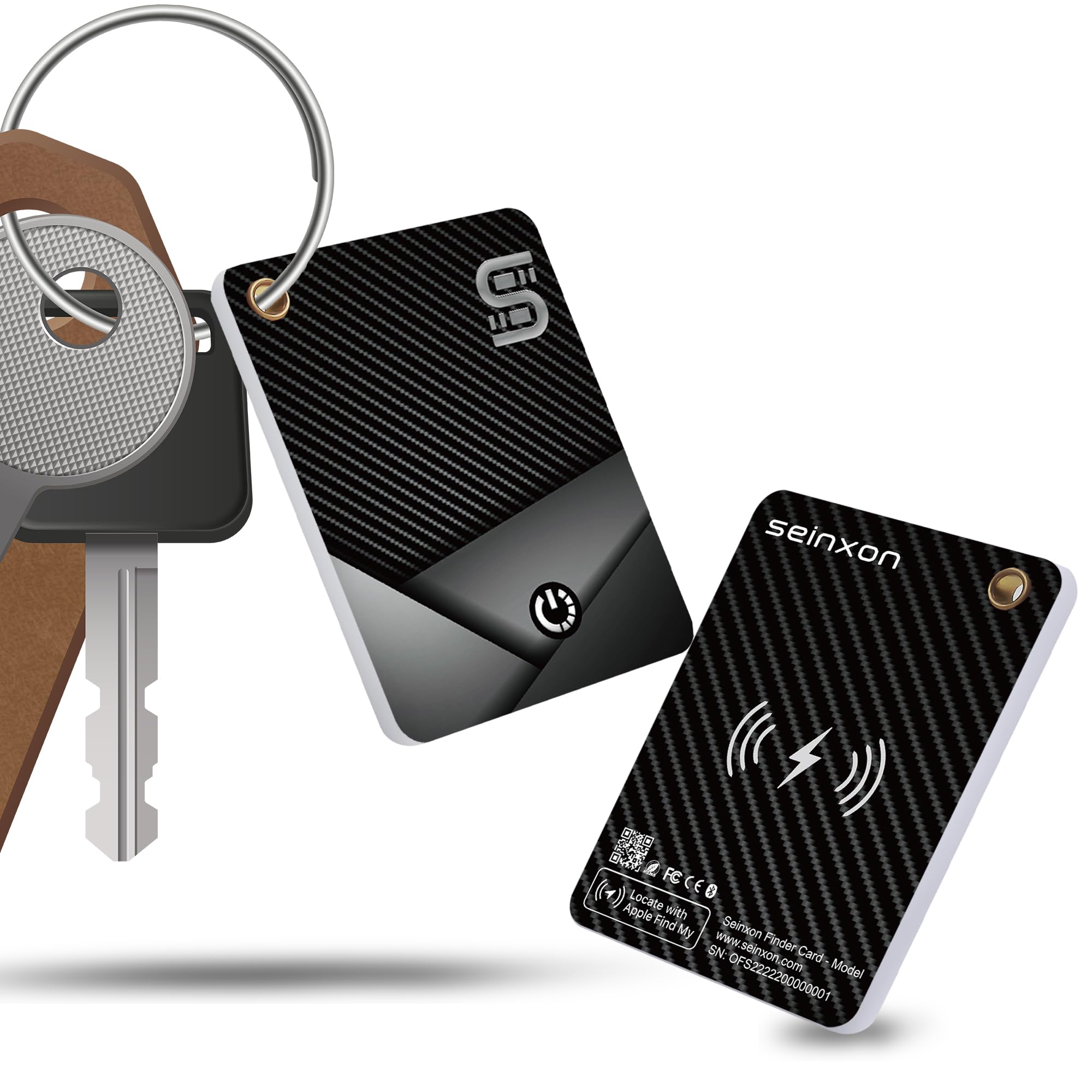 Keys Finder Tracker Qi Wireless Charging Ip68 Thin Item Wallet Purse Luggage Located Works With Apple Find My App & Network (Ios