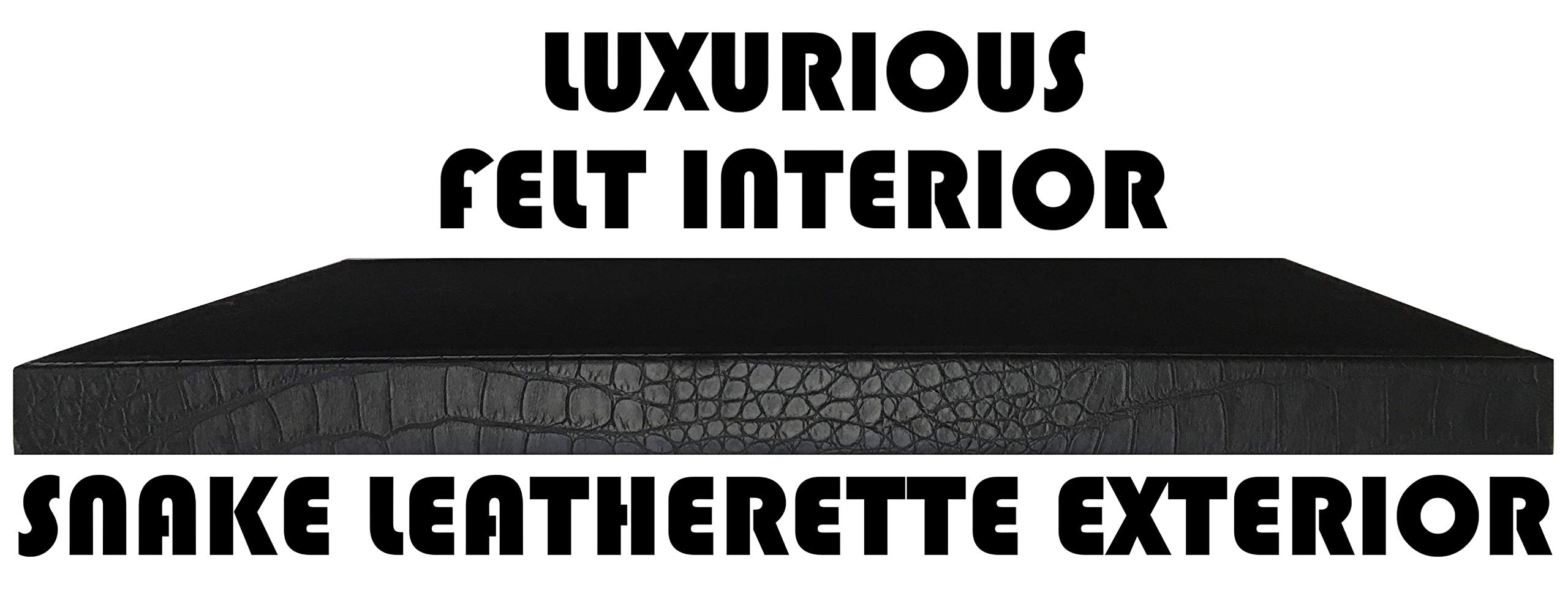 Zero Mass Stackable Luxurious Storage Case Organizer For Apple Watch Bands, Stores 10 20 Smartwatch Straps (Black Snakeskin)