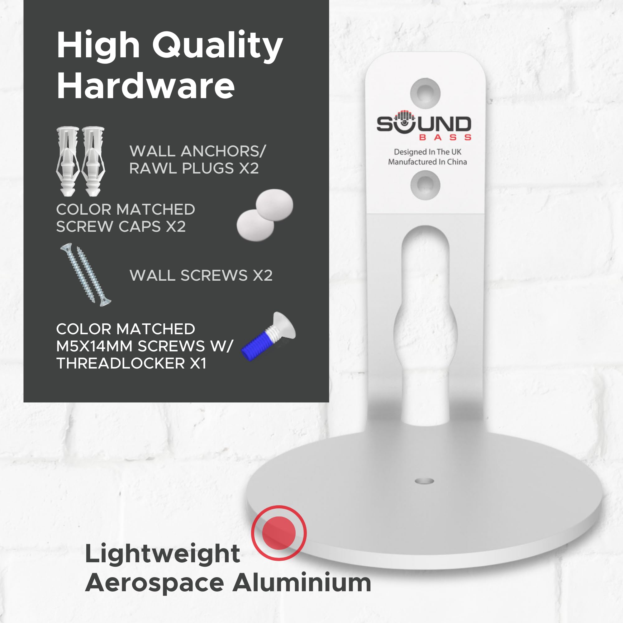 Era100 Wall Mount Bracket, Low Profile, White, Single Unit, Compatible With Sonos Era 100 Speaker, Complete With All Fixing Hard