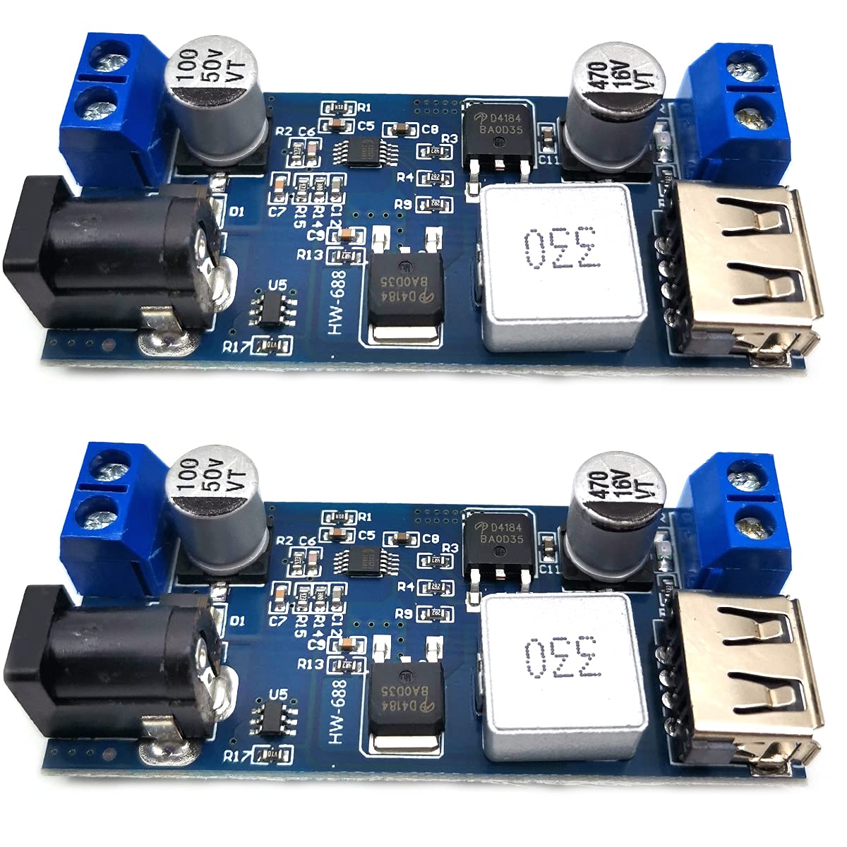 Devmo 2Pcs 12V To 5V 5A Converter Step Down Power Supply 24V / 12V To 5V 5A Voltage Regulator Dc 9V 36V Step Down To Dc 5V 5.3V