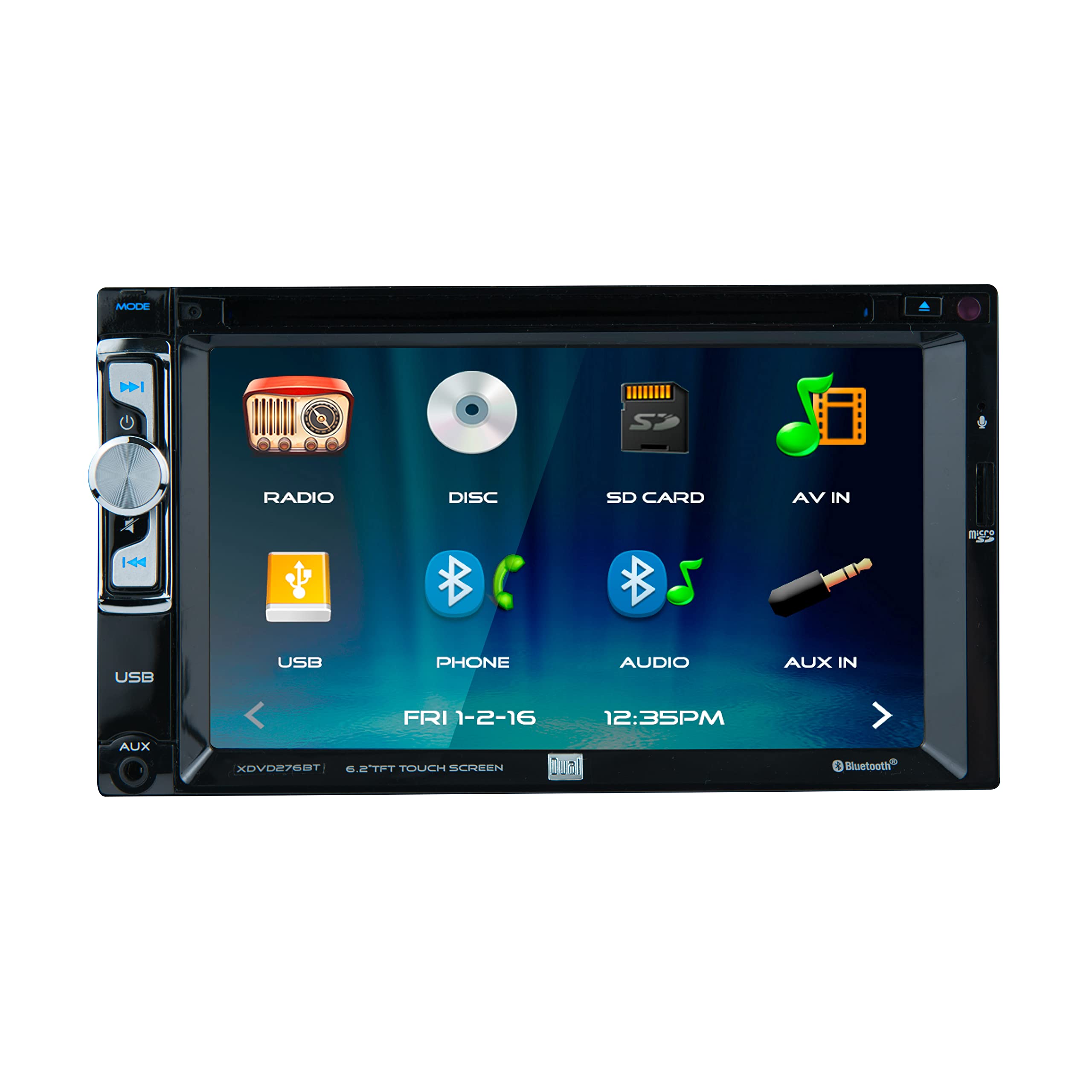 Dual Double Din 6.2 Inch Lcd Screen Dvd Bluetooth Usb