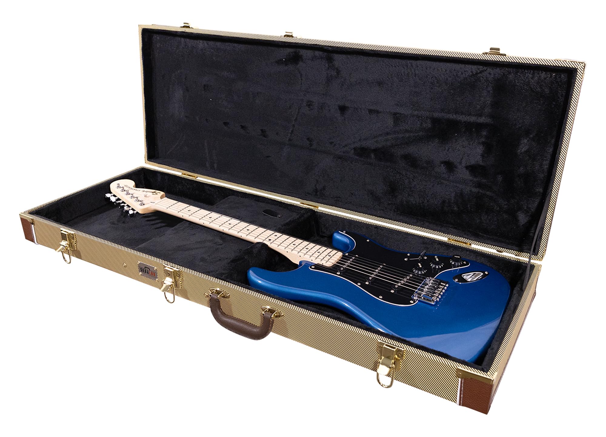 Gearlux Electric Guitar Hard Case For Fender Stratocaster/Telecaster And Standard-Size Guitars With Exterior Lock And Key, Inter