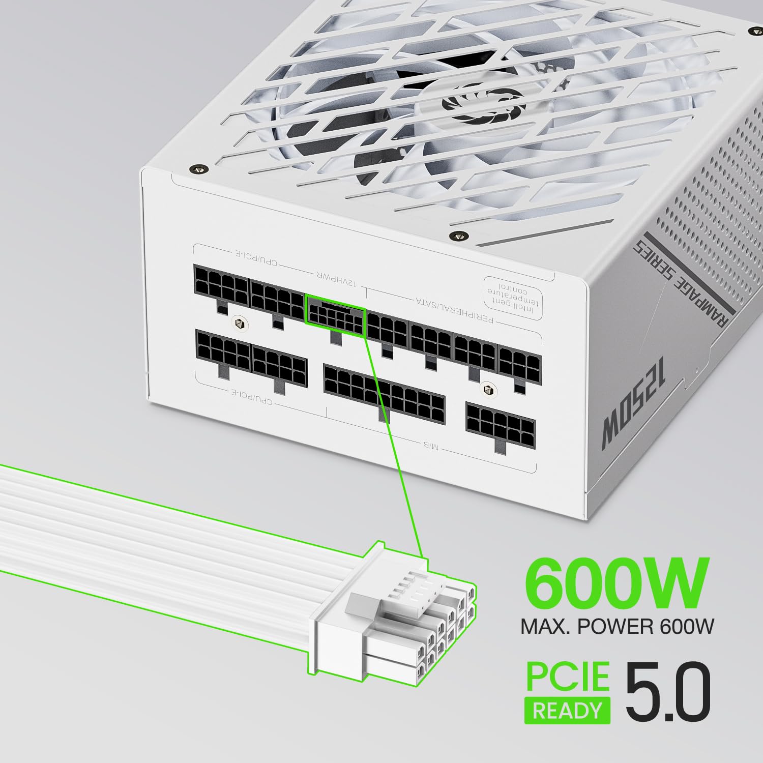 Gamemax Rampage Series, 1250W, Full Modular Power Supply, Atx 3.1 & Pcie 5.1 Ready, 80 Plus Platinum Certified, 105C Japanese Ca