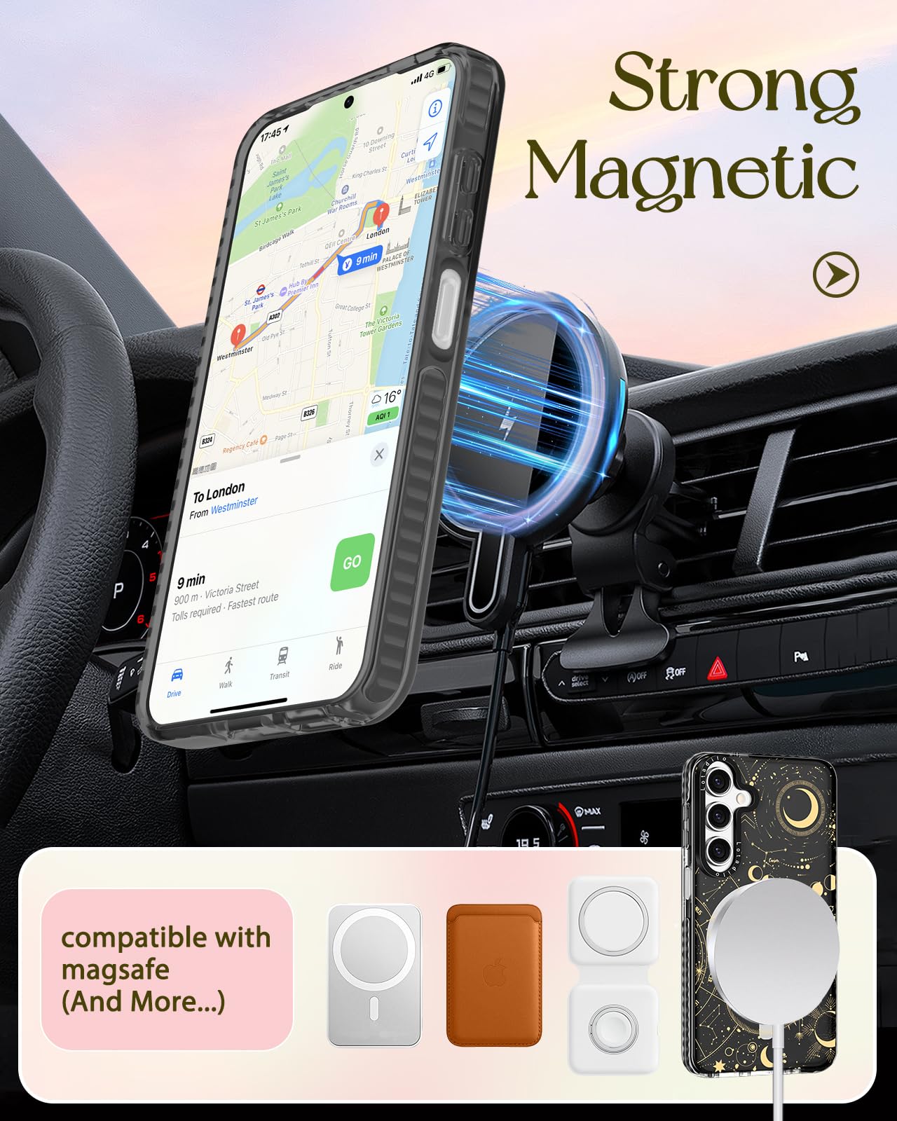 Lotadilo Cute Case For Samsung Galaxy S24 Fe For Women Girls - Funny Sun Moon Design Compatible With Magsafe Magnetic Ring Holde